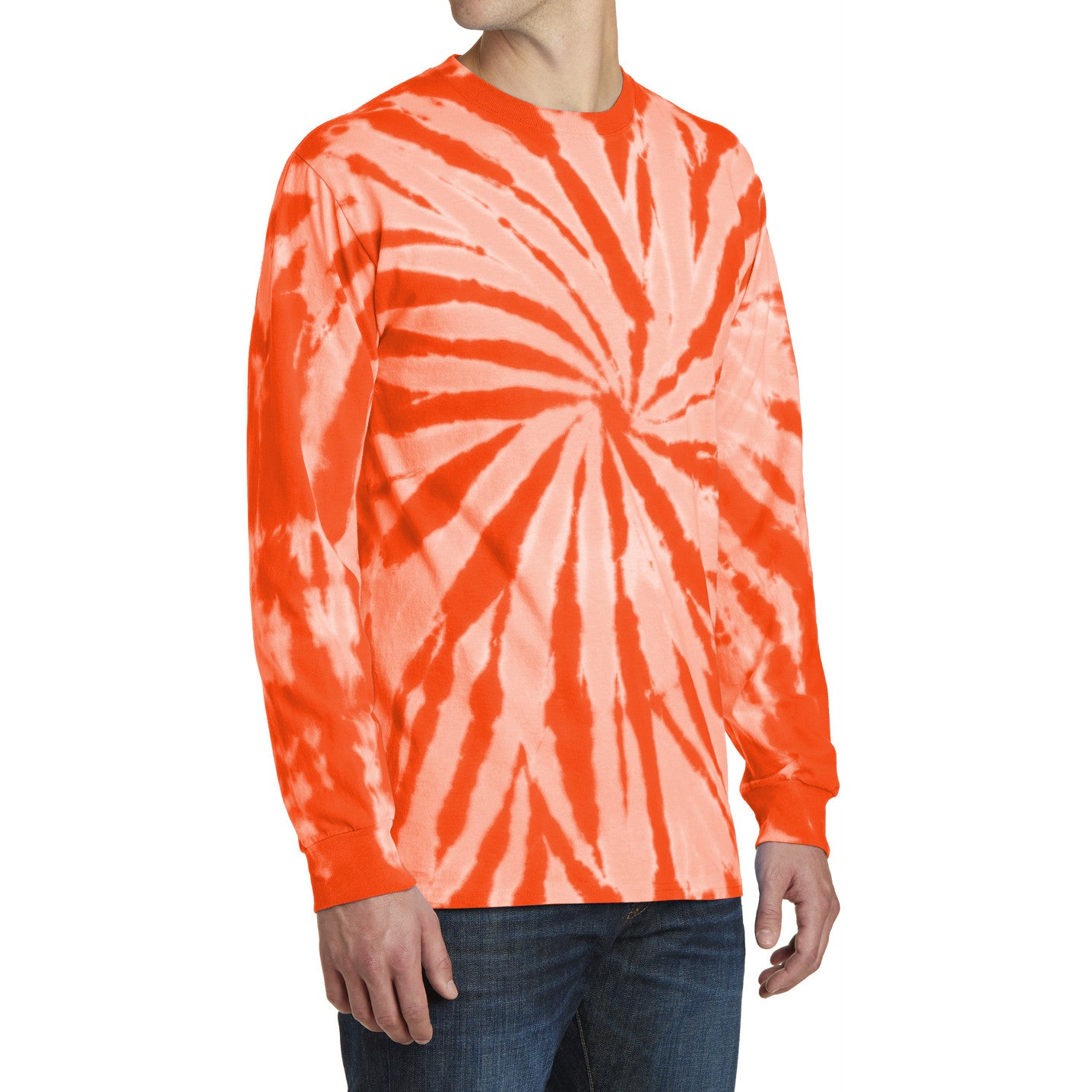Men's Tie-Dye Long Sleeve Tee - Orange - Side
