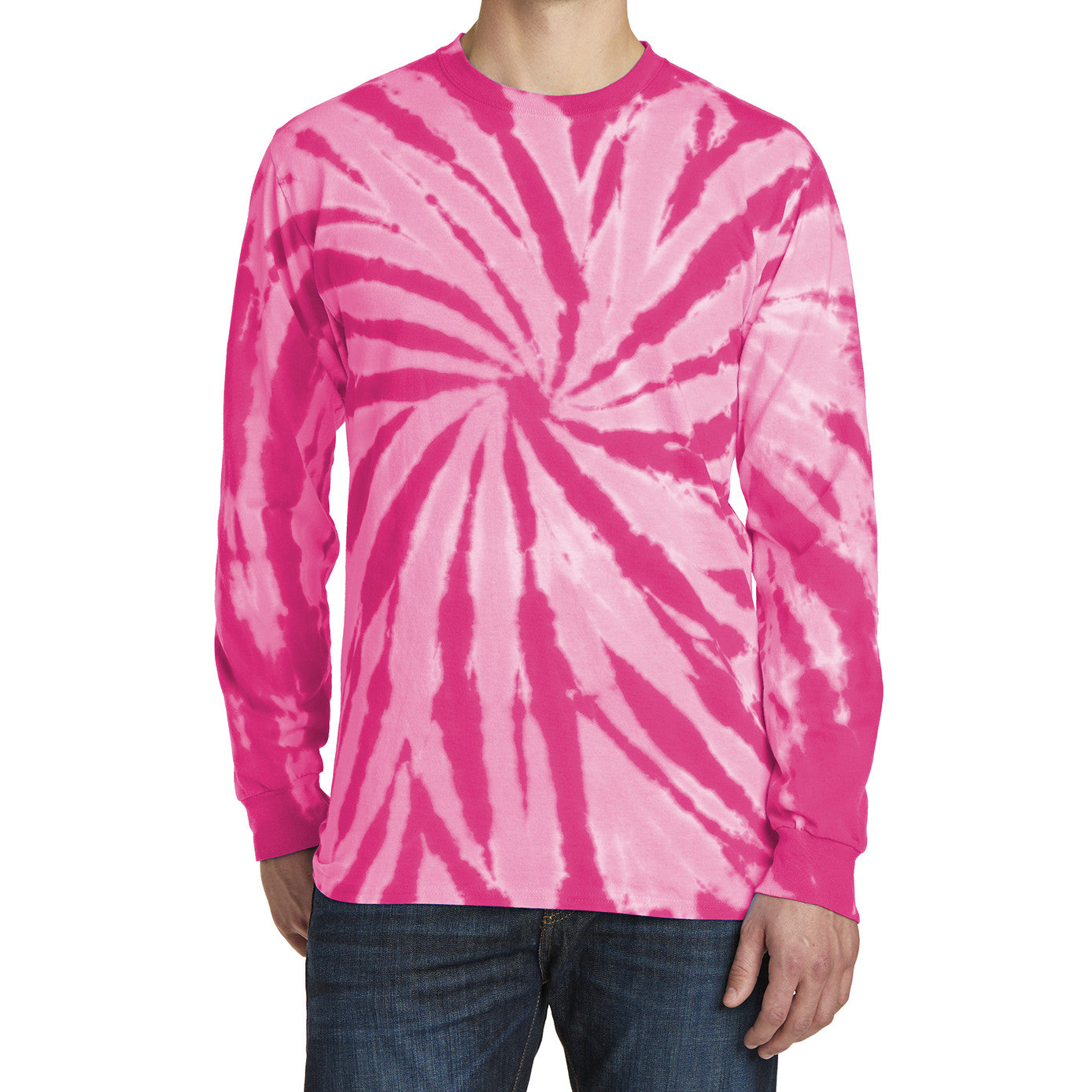 Men's Tie-Dye Long Sleeve Tee - Pink - Front
