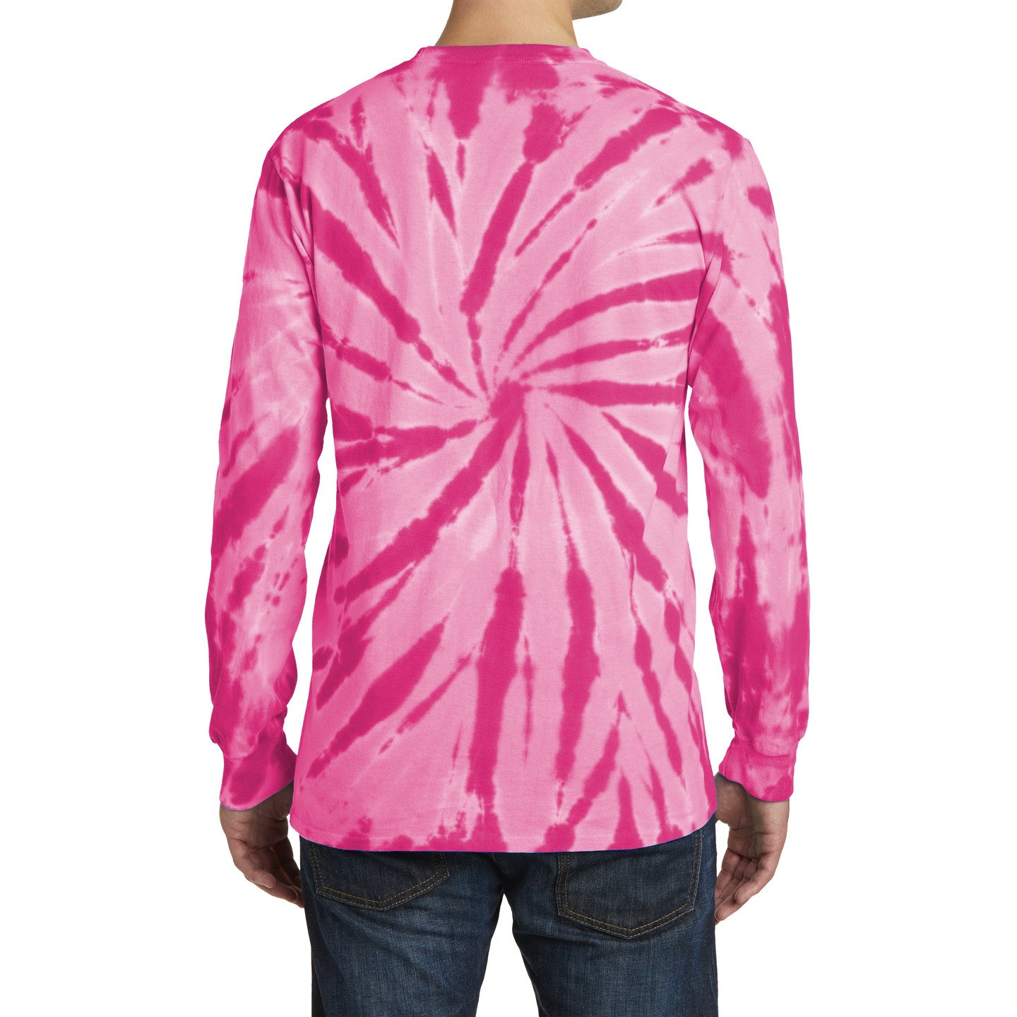 Men's Tie-Dye Long Sleeve Tee - Pink - Back