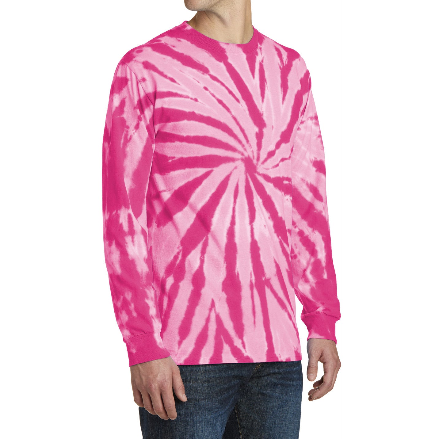 Men's Tie-Dye Long Sleeve Tee - Pink - Side