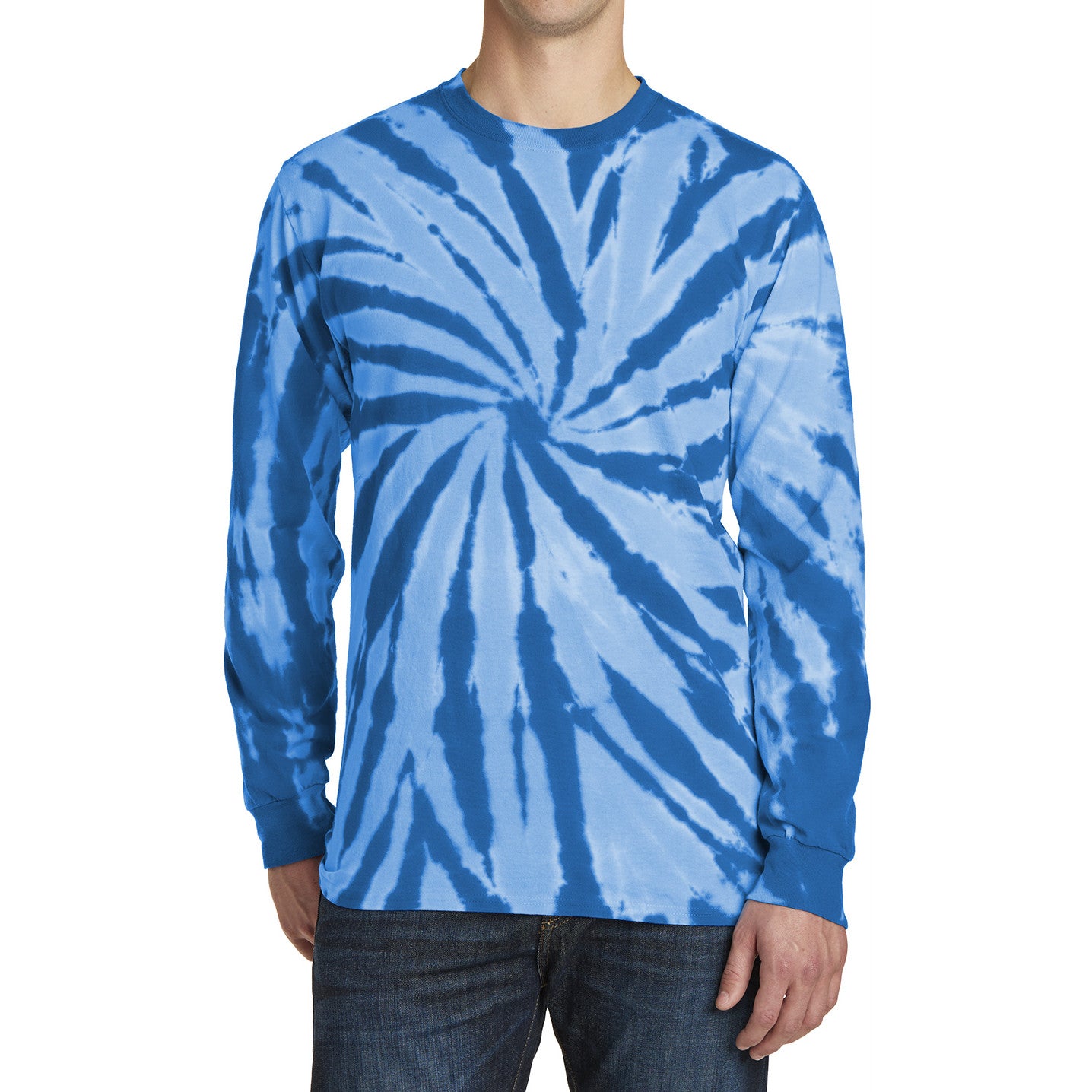 Men's Tie-Dye Long Sleeve Tee - Royal - Front