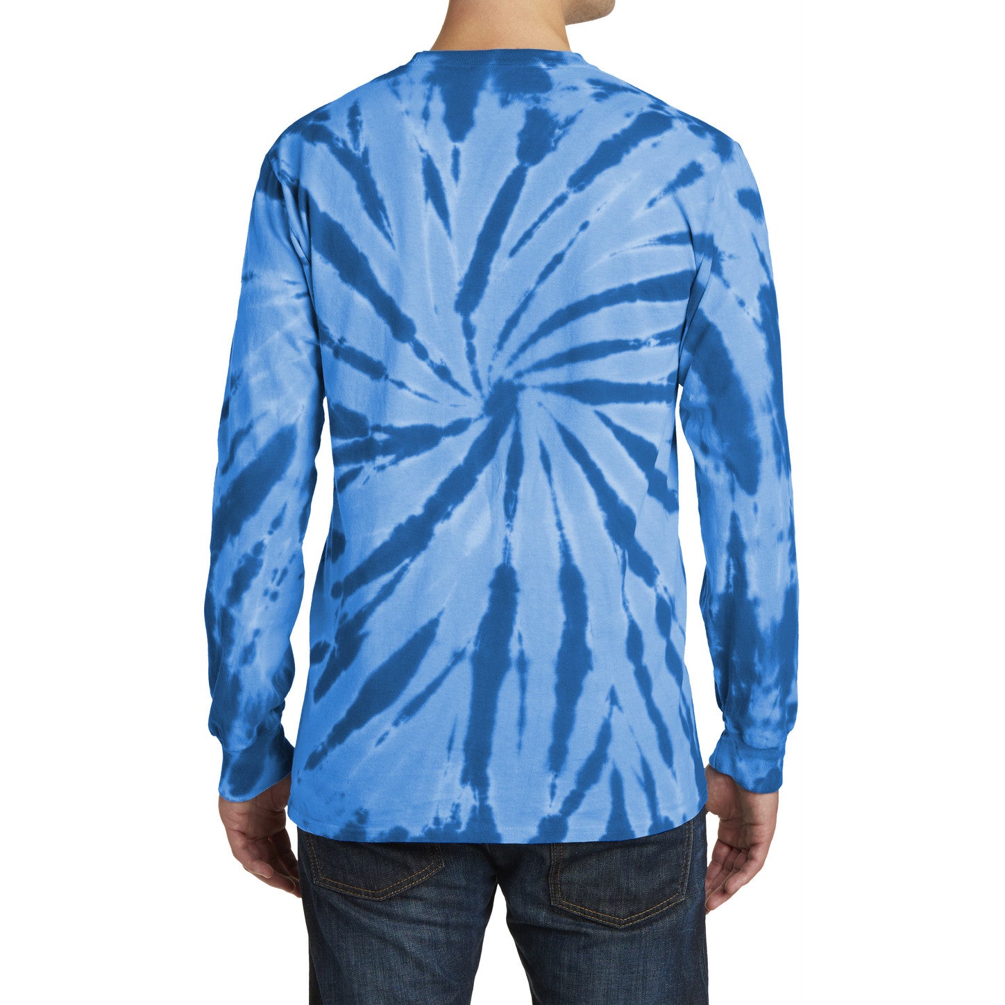 Men's Tie-Dye Long Sleeve Tee - Royal - Back