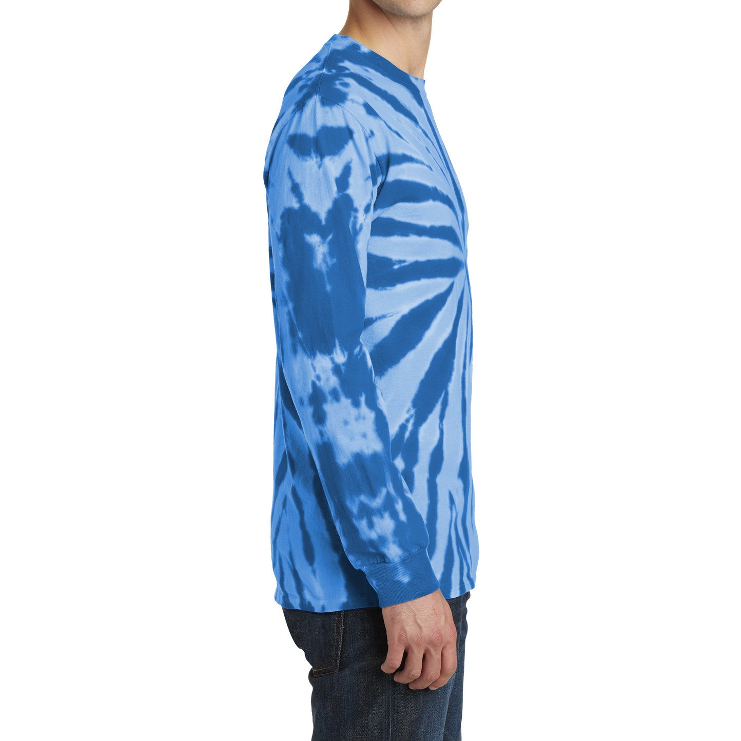 Men's Tie-Dye Long Sleeve Tee - Royal - Side