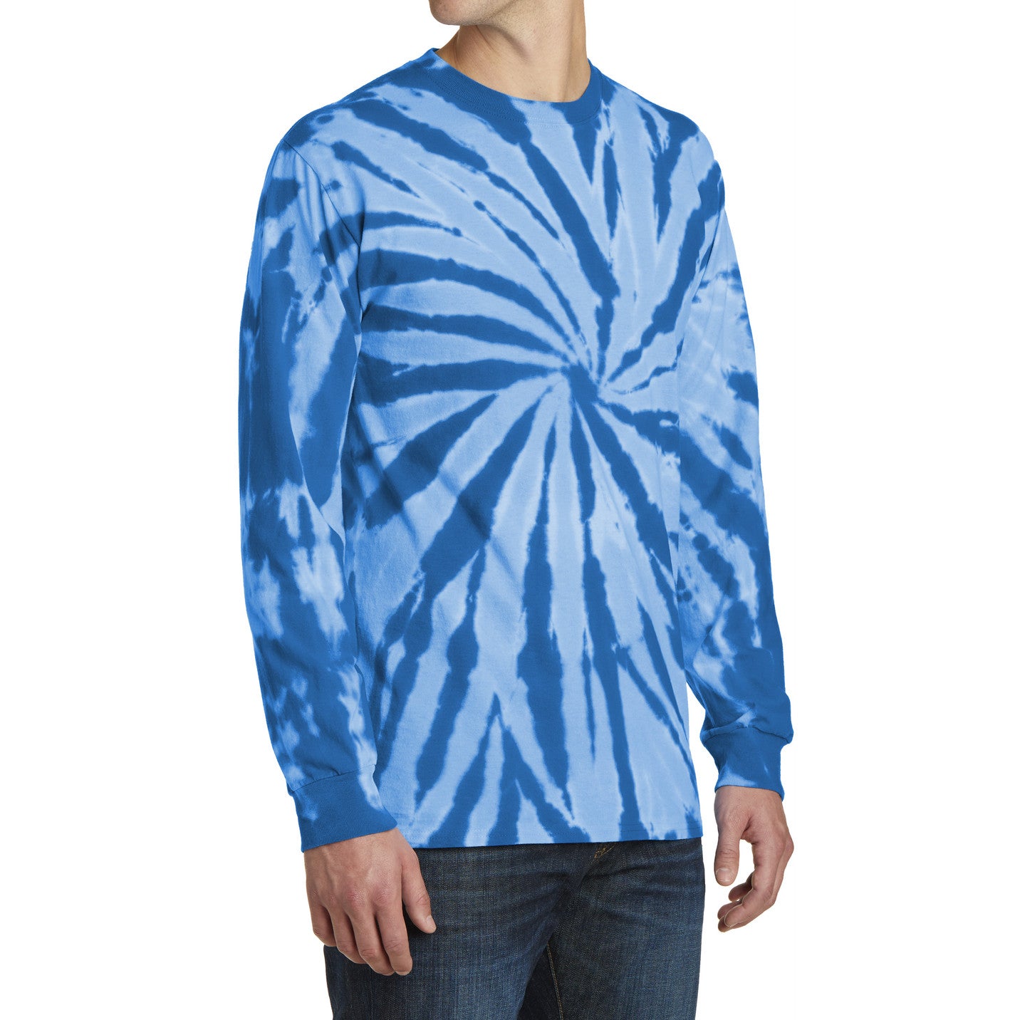 Men's Tie-Dye Long Sleeve Tee - Royal - Side