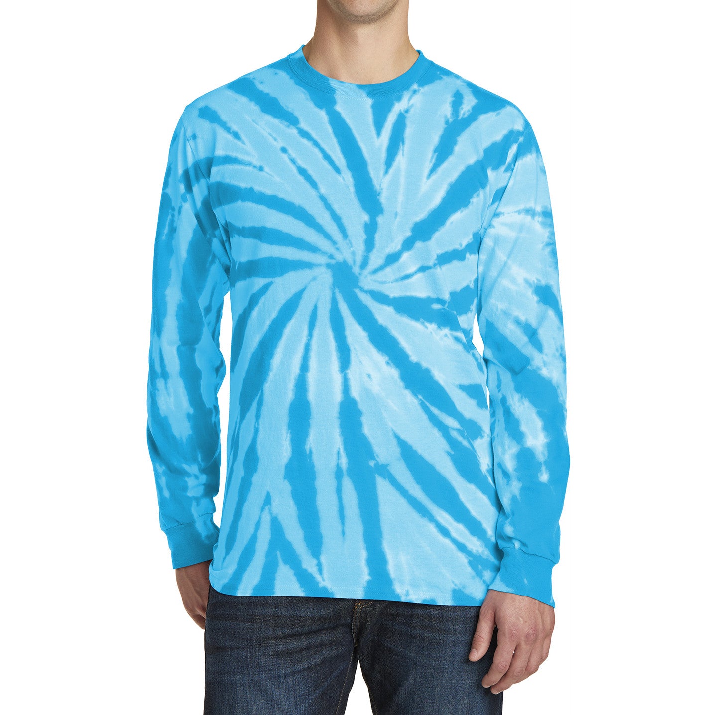 Men's Tie-Dye Long Sleeve Tee - Turquoise - Front