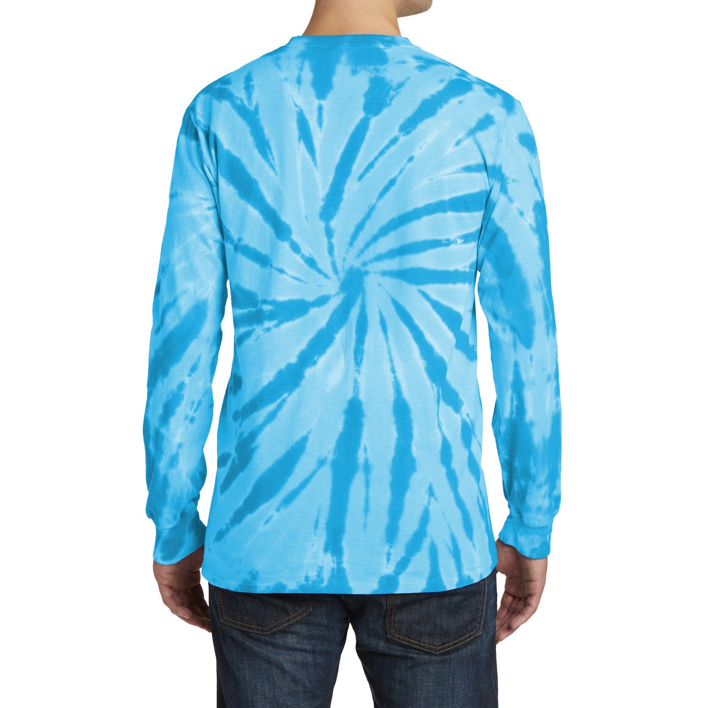 Men's Tie-Dye Long Sleeve Tee - Turquoise - Back
