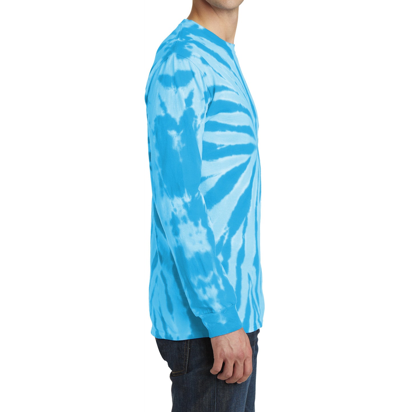 Men's Tie-Dye Long Sleeve Tee - Turquoise - Side