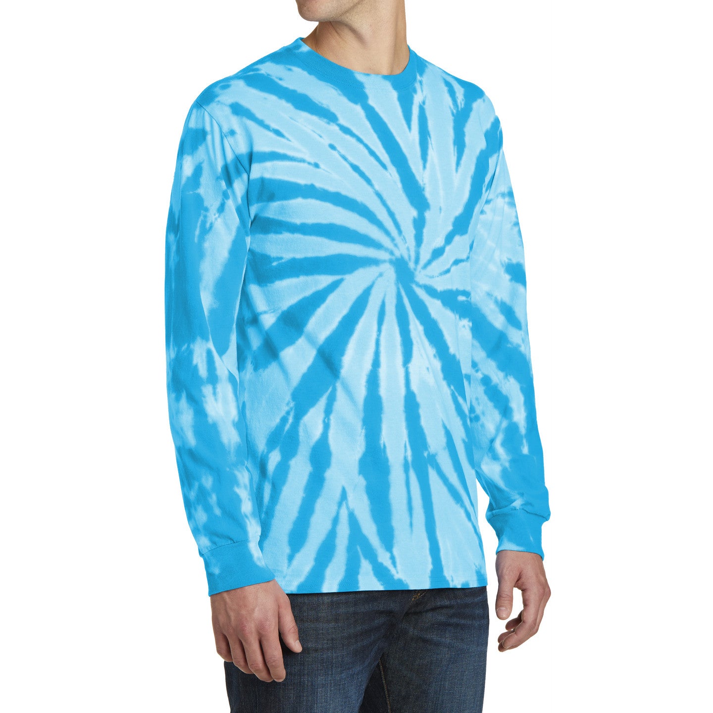 Men's Tie-Dye Long Sleeve Tee - Turquoise - Side