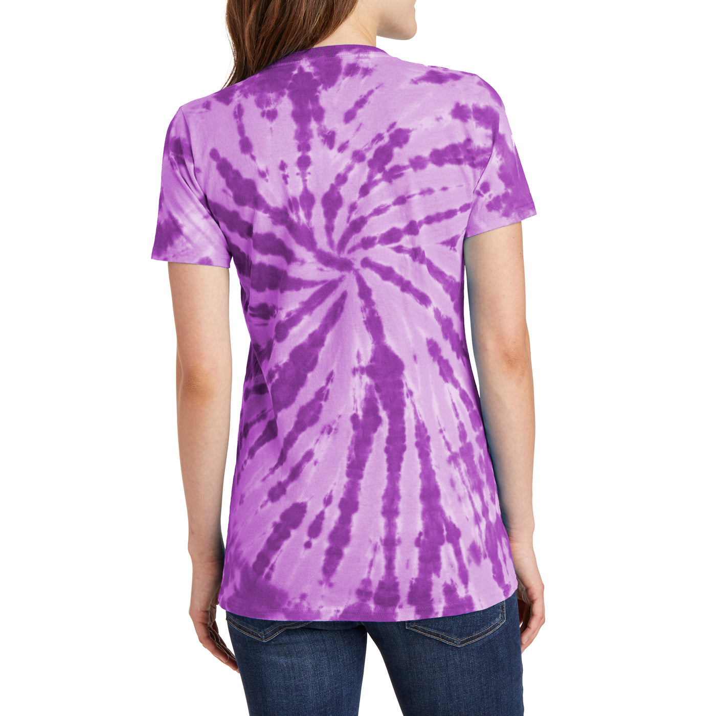 Womens Tie-Dye V-Neck Tee - Purple - Back