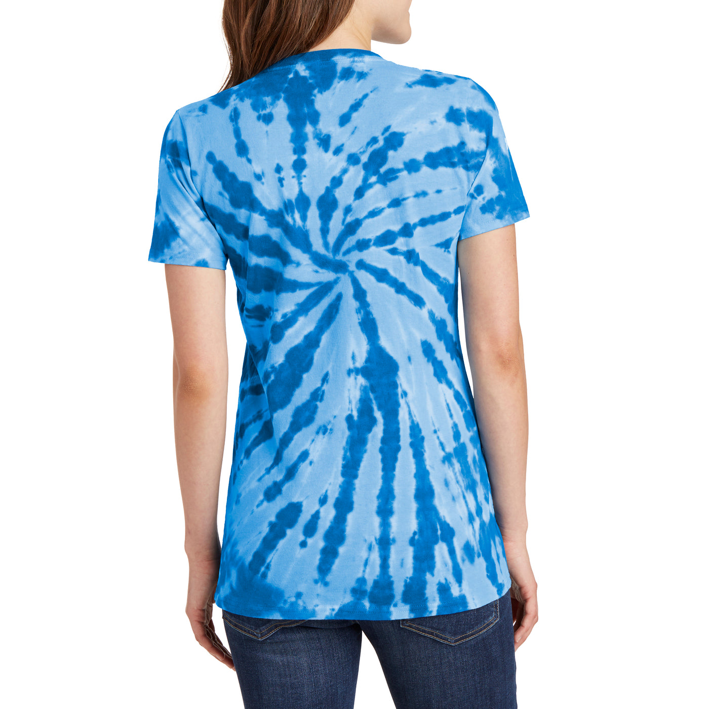 Womens Tie-Dye V-Neck Tee - Royal - Back