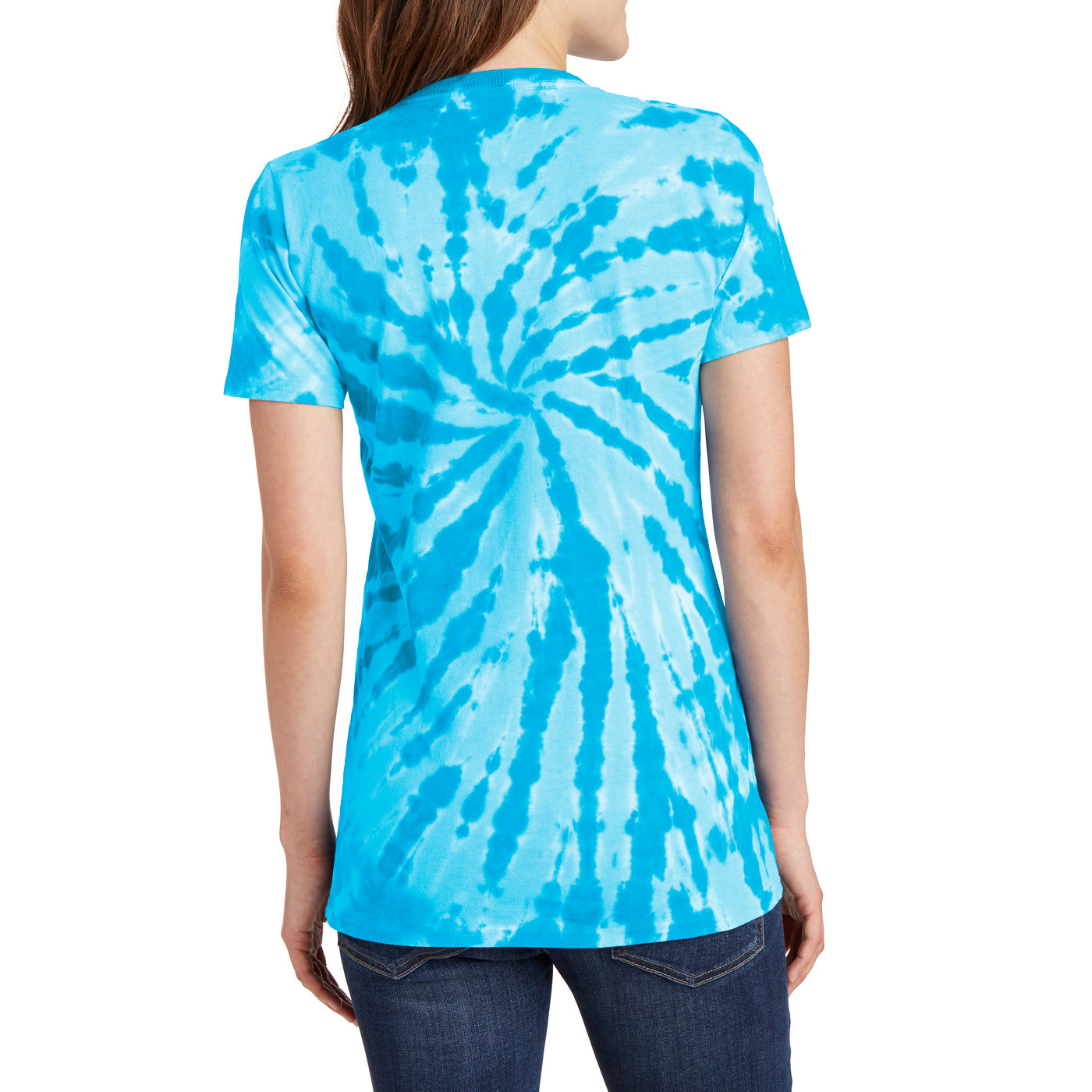 Womens Tie-Dye V-Neck Tee - Turquoise - Back
