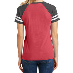 Womens Game V-Neck Tee - Heathered Red/Heathered Charcoal - Back
