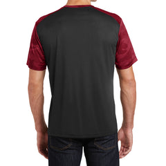 Men's CamoHex Colorblock Tee Shirt Black/ Deep Red Back