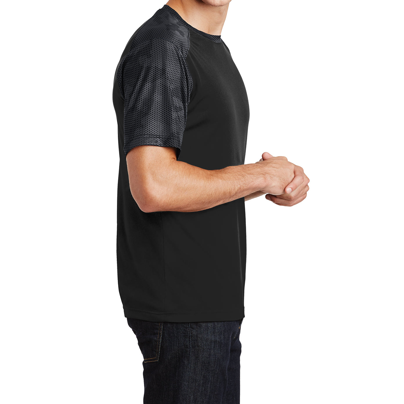 Men's CamoHex Colorblock Tee Shirt Black/ Iron Grey Side