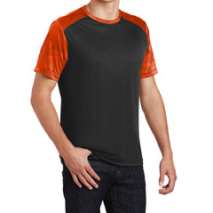 Men's CamoHex Colorblock Tee Shirt Black/ Neon Orange Side