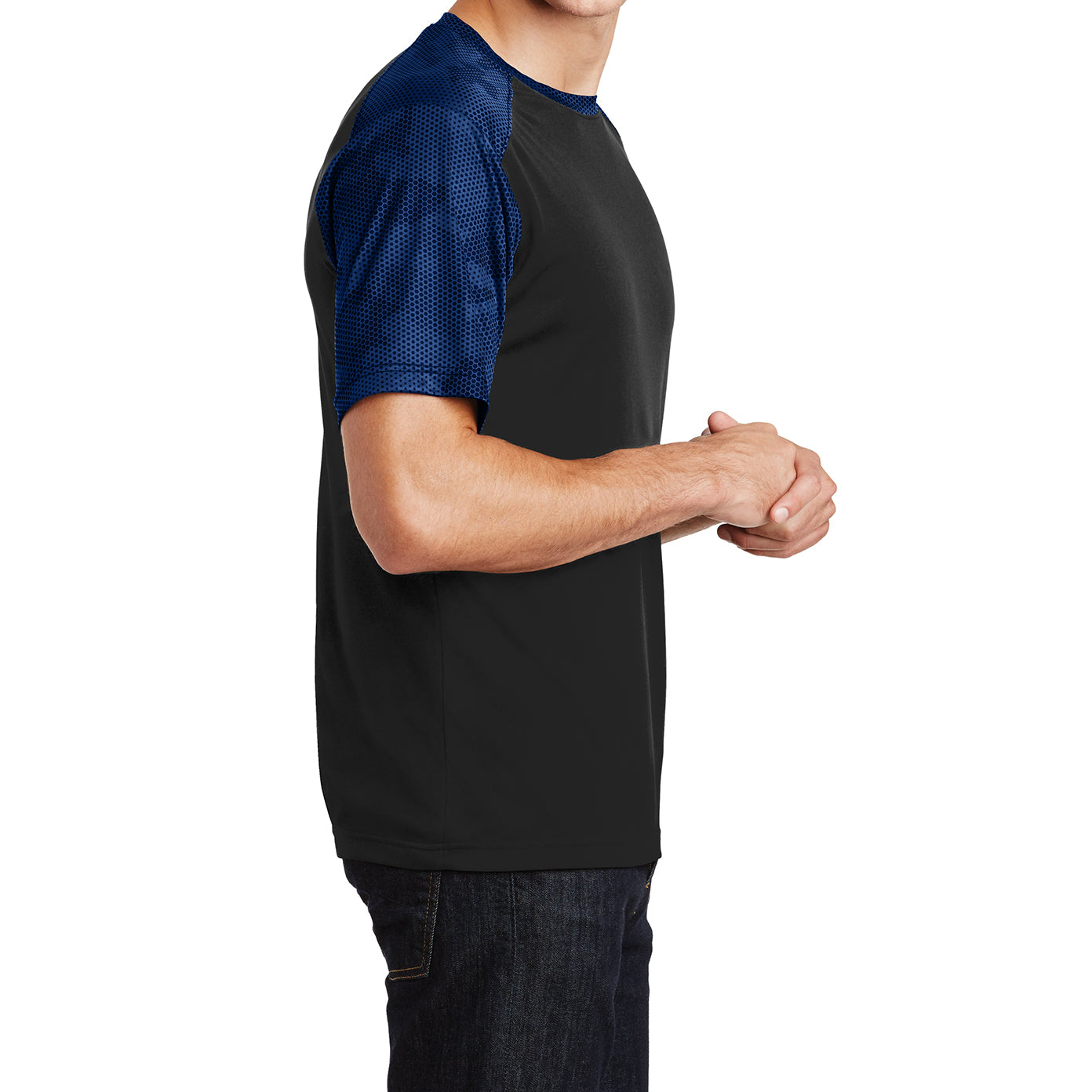 Men's CamoHex Colorblock Tee Shirt Black/ True Royal Side