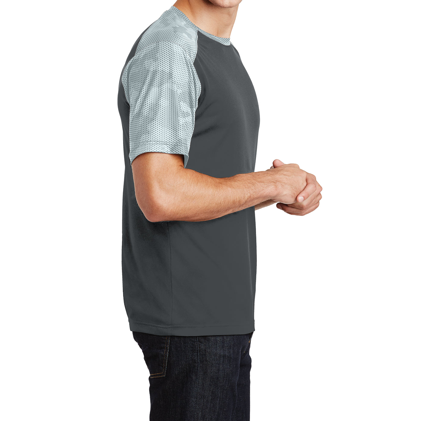 Men's CamoHex Colorblock Tee Shirt Iron Grey/ White Side
