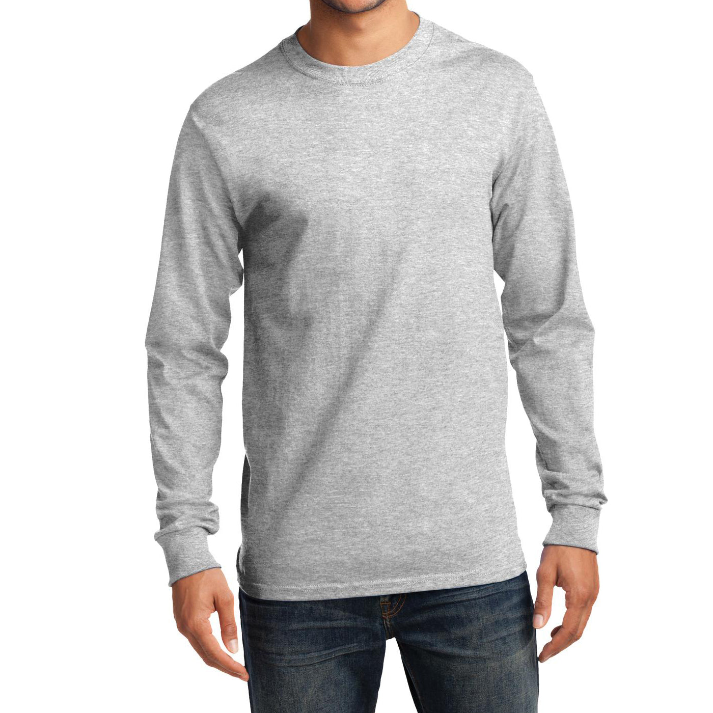 Men's Long Sleeve Essential Tee - Ash - Front
