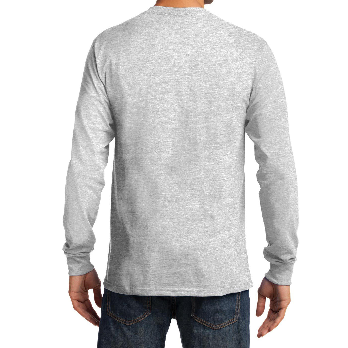 Men's Long Sleeve Essential Tee - Ash - Back
