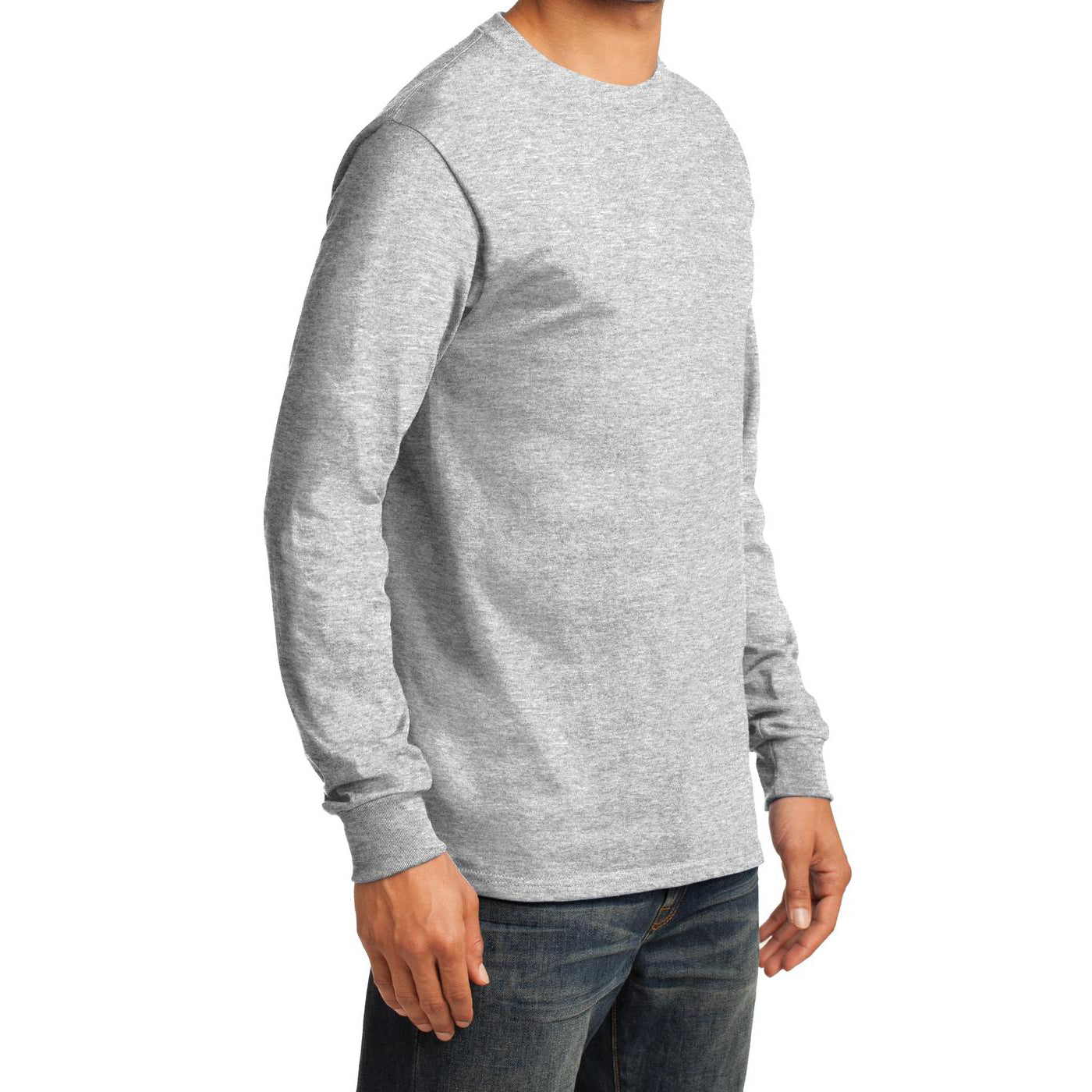 Men's Long Sleeve Essential Tee - Ash - Side