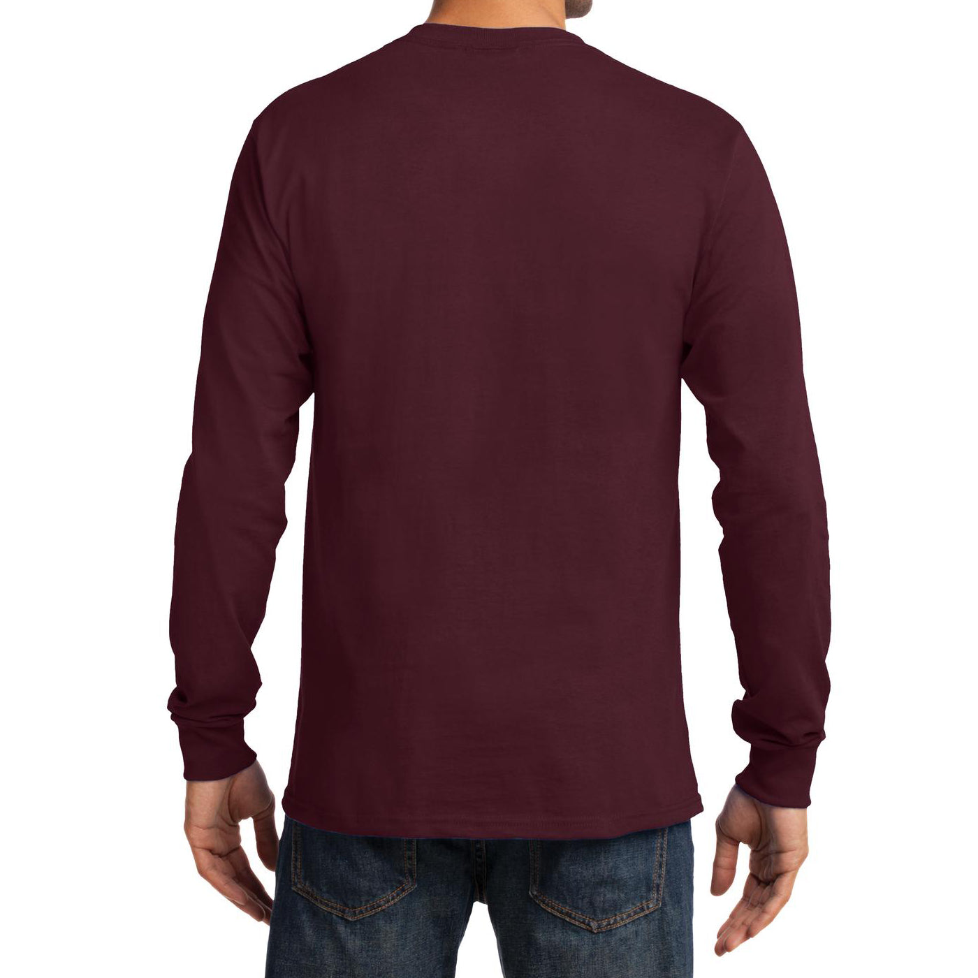 Men's Long Sleeve Essential Tee - Athletic Maroon - Back