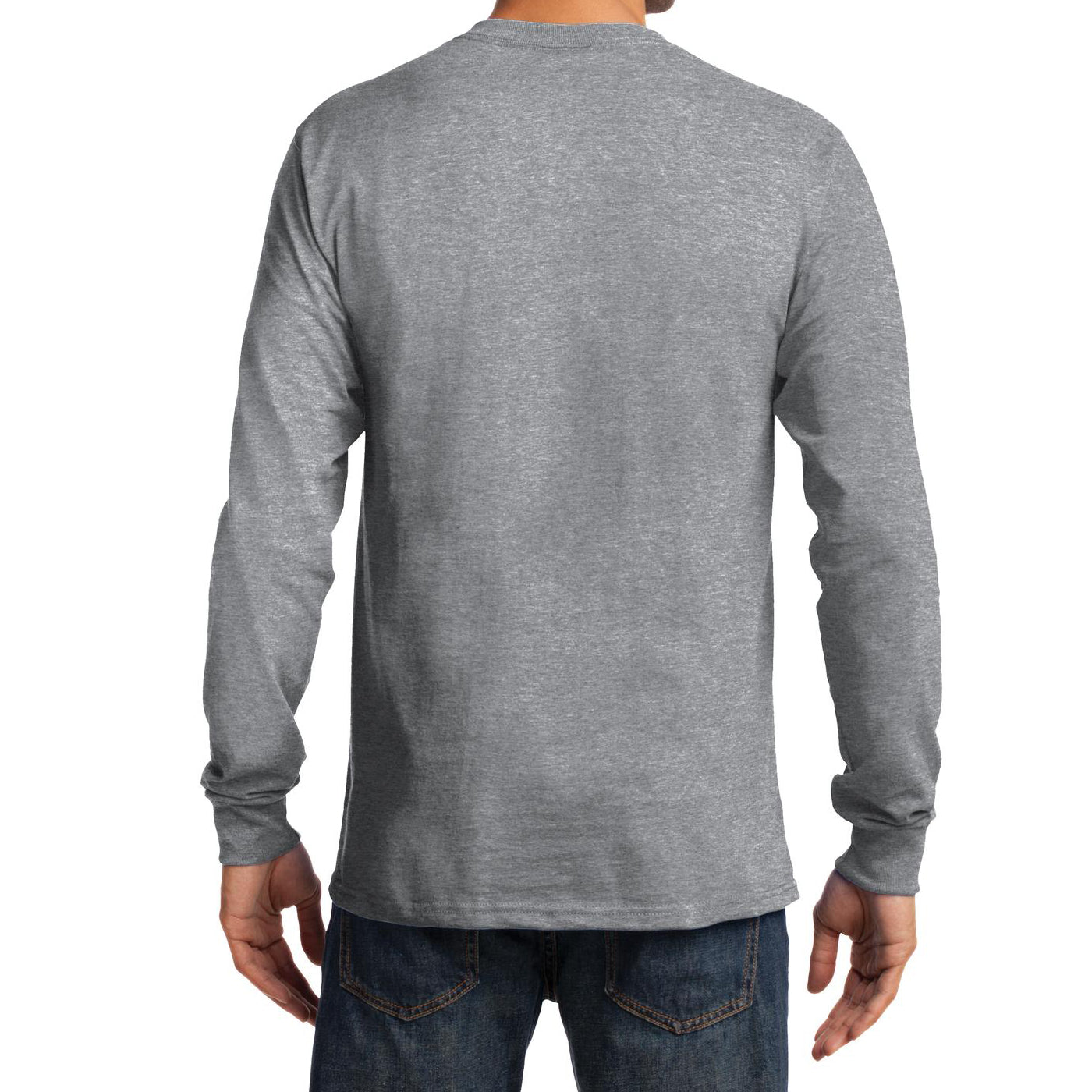 Men's Long Sleeve Essential Tee - Athletic Heather - Back