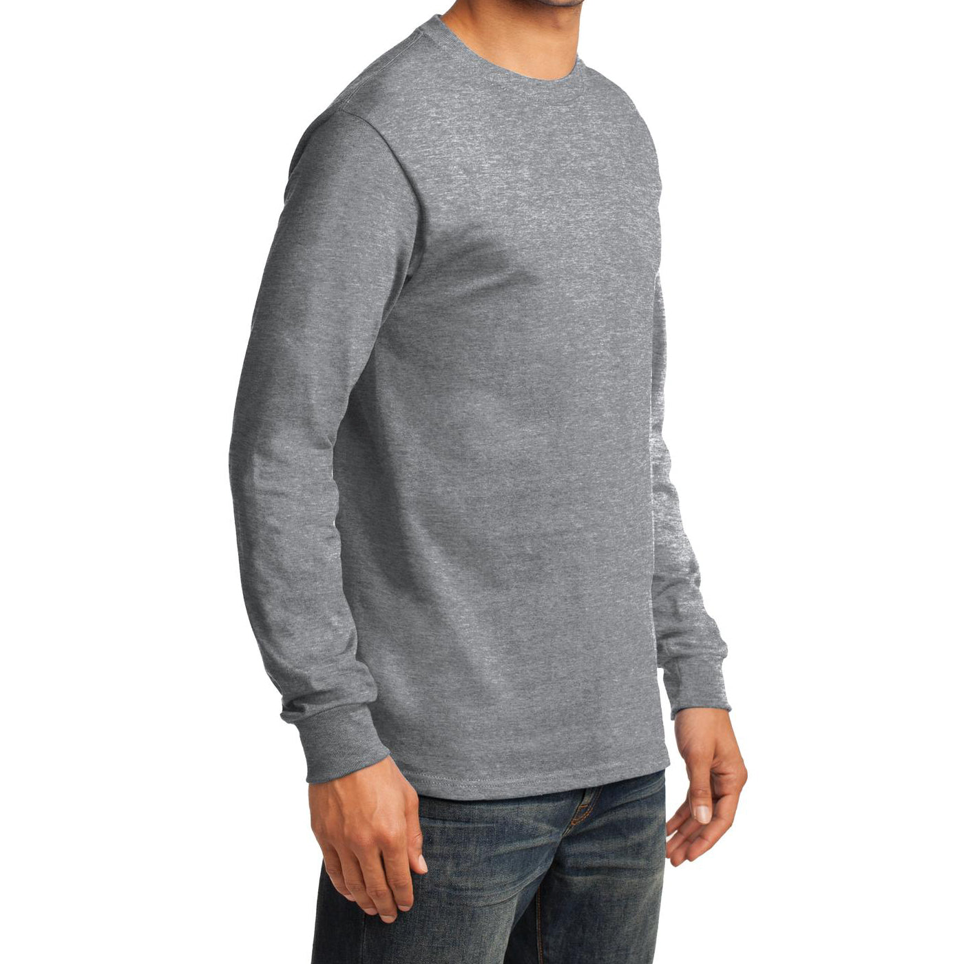 Men's Long Sleeve Essential Tee - Athletic Heather - Side