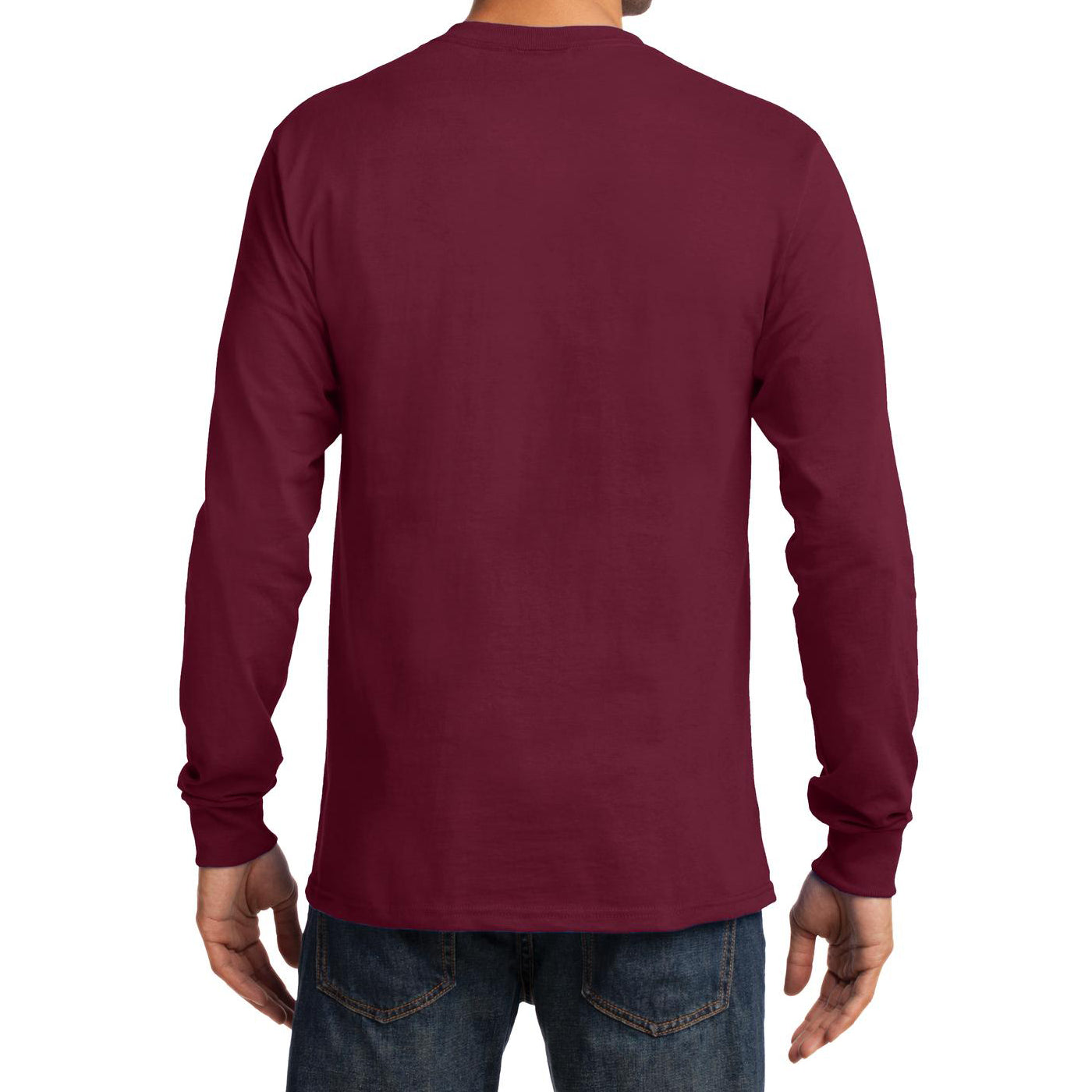 Men's Long Sleeve Essential Tee - Cardinal - Back