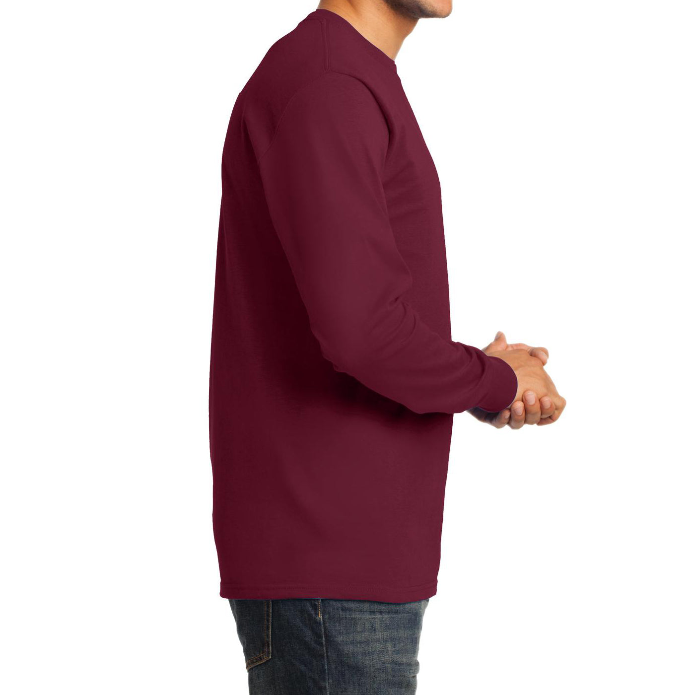Men's Long Sleeve Essential Tee - Cardinal - Side