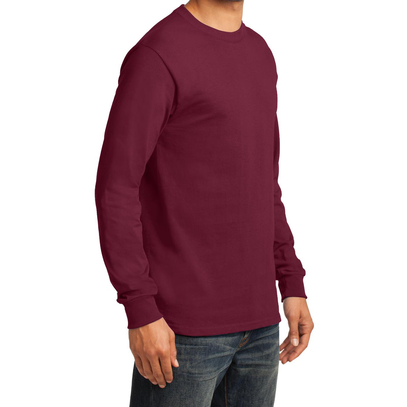 Men's Long Sleeve Essential Tee - Cardinal - Side