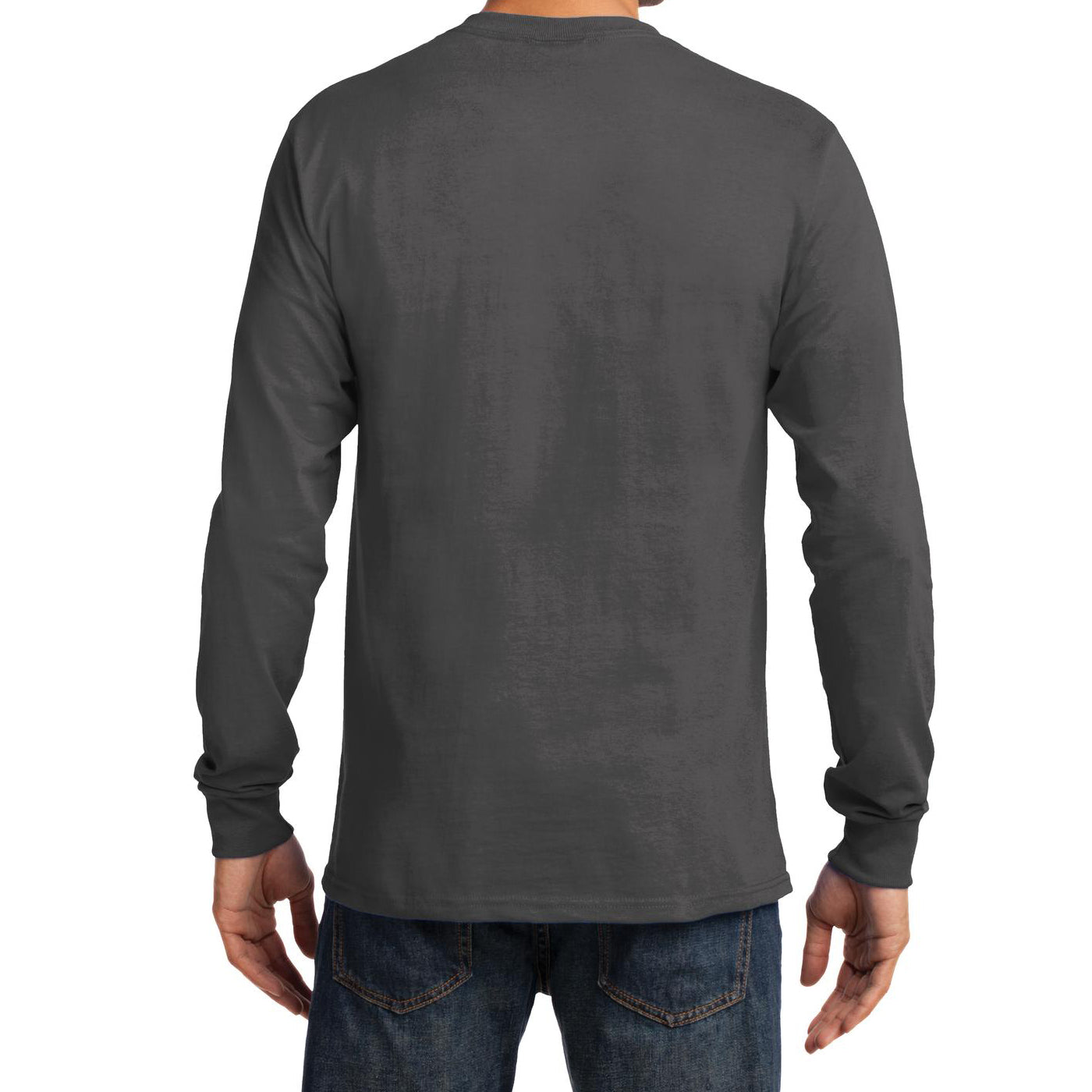 Men's Long Sleeve Essential Tee - Charcoal - Back