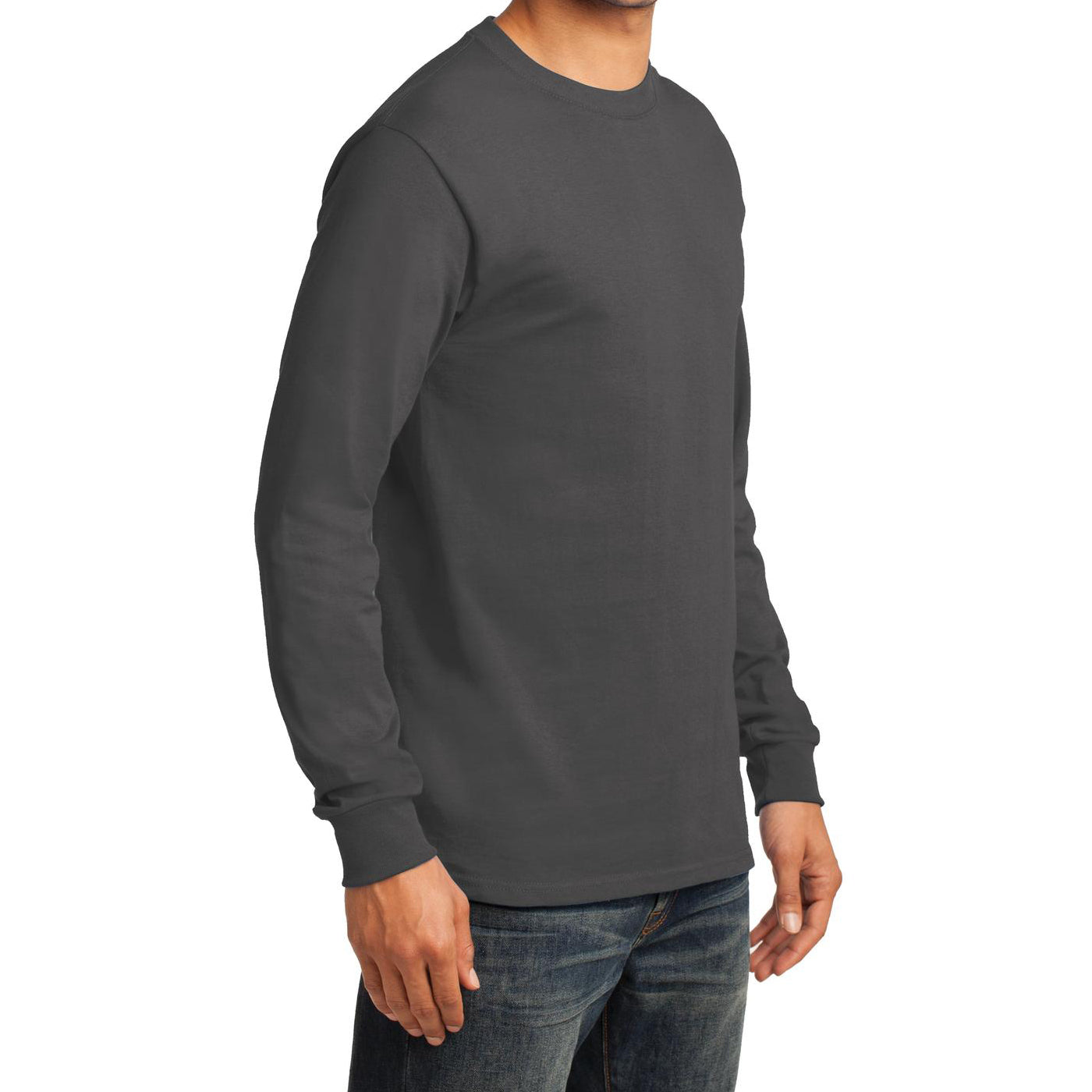Men's Long Sleeve Essential Tee - Charcoal - Side