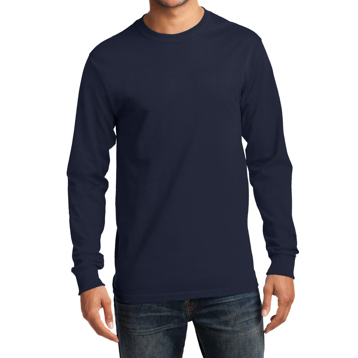 Men's Long Sleeve Essential Tee - Deep Navy - Front