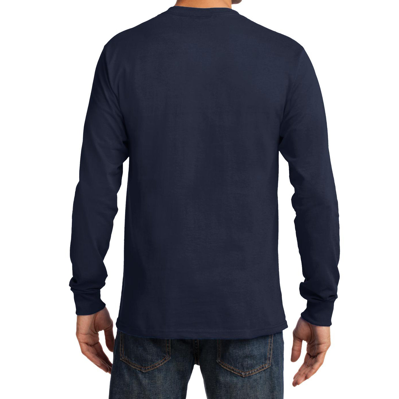 Men's Long Sleeve Essential Tee - Deep Navy - Back