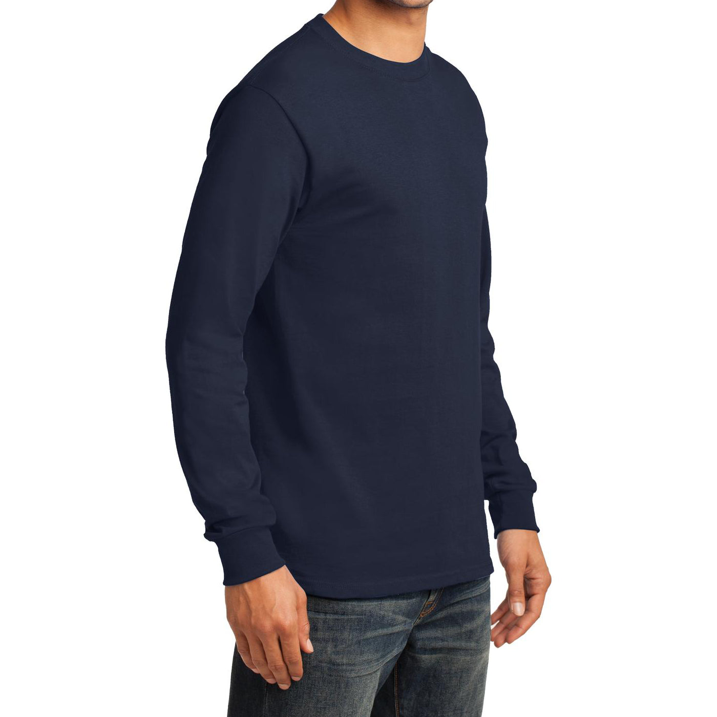 Men's Long Sleeve Essential Tee - Deep Navy - Side