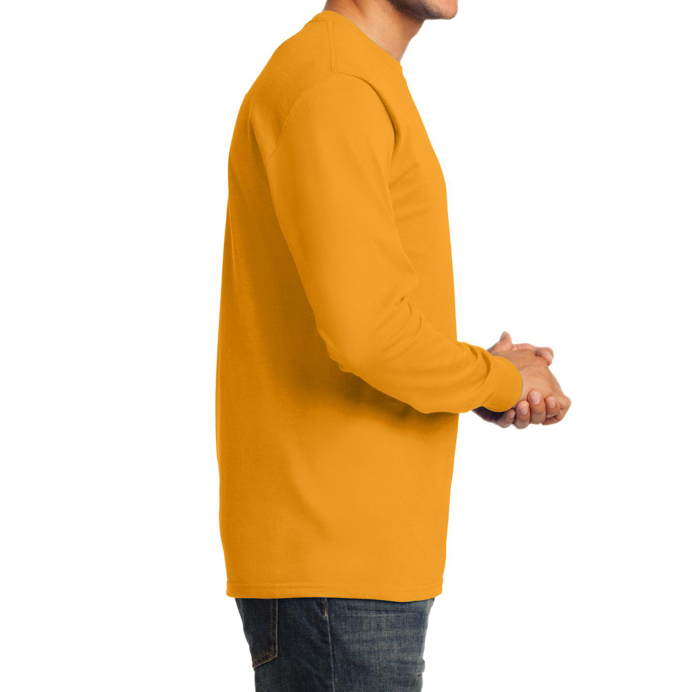 Men's Long Sleeve Essential Tee - Gold - Side