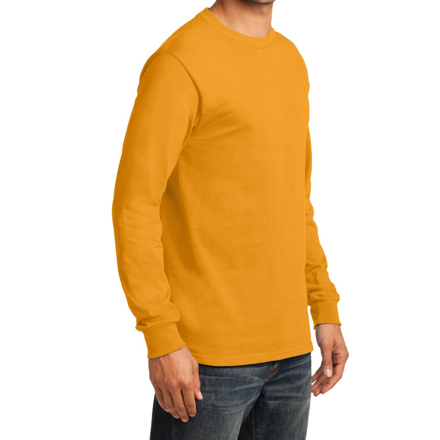 Men's Long Sleeve Essential Tee - Gold - Side