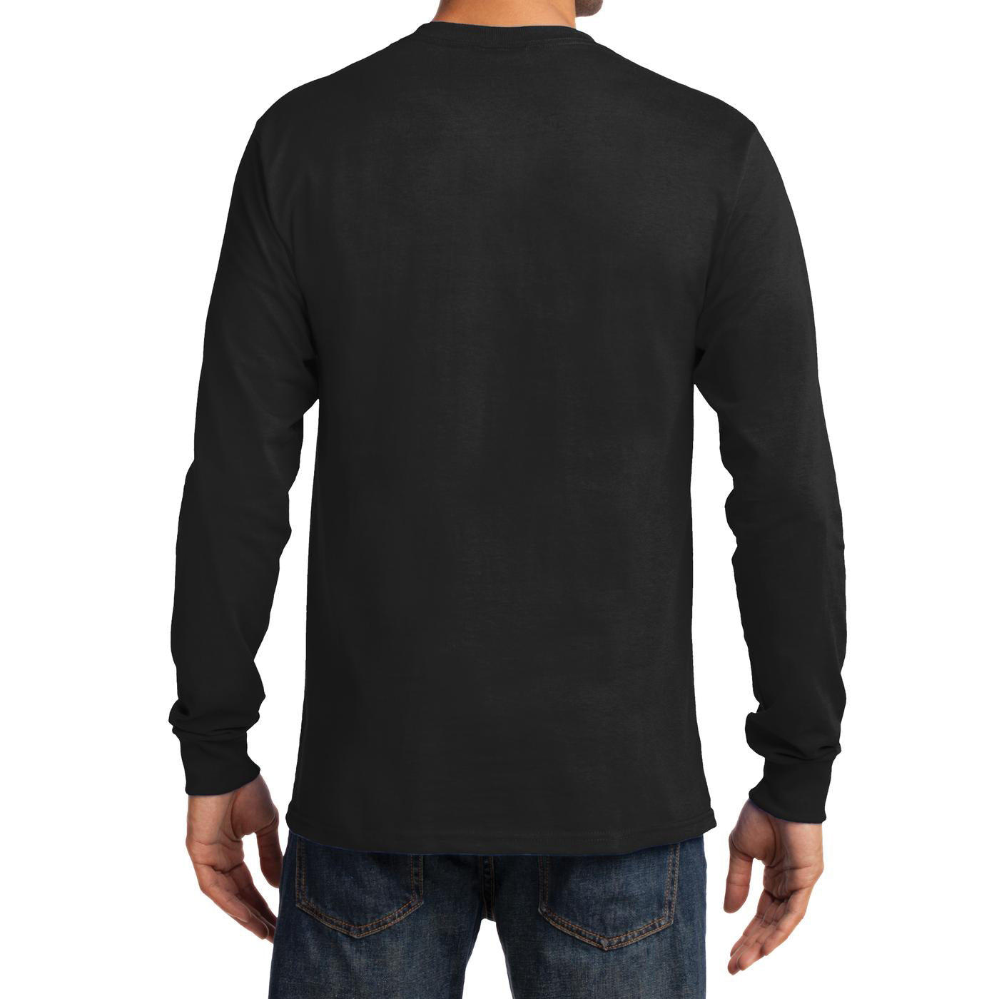 Men's Long Sleeve Essential Tee - Jet Black - Back