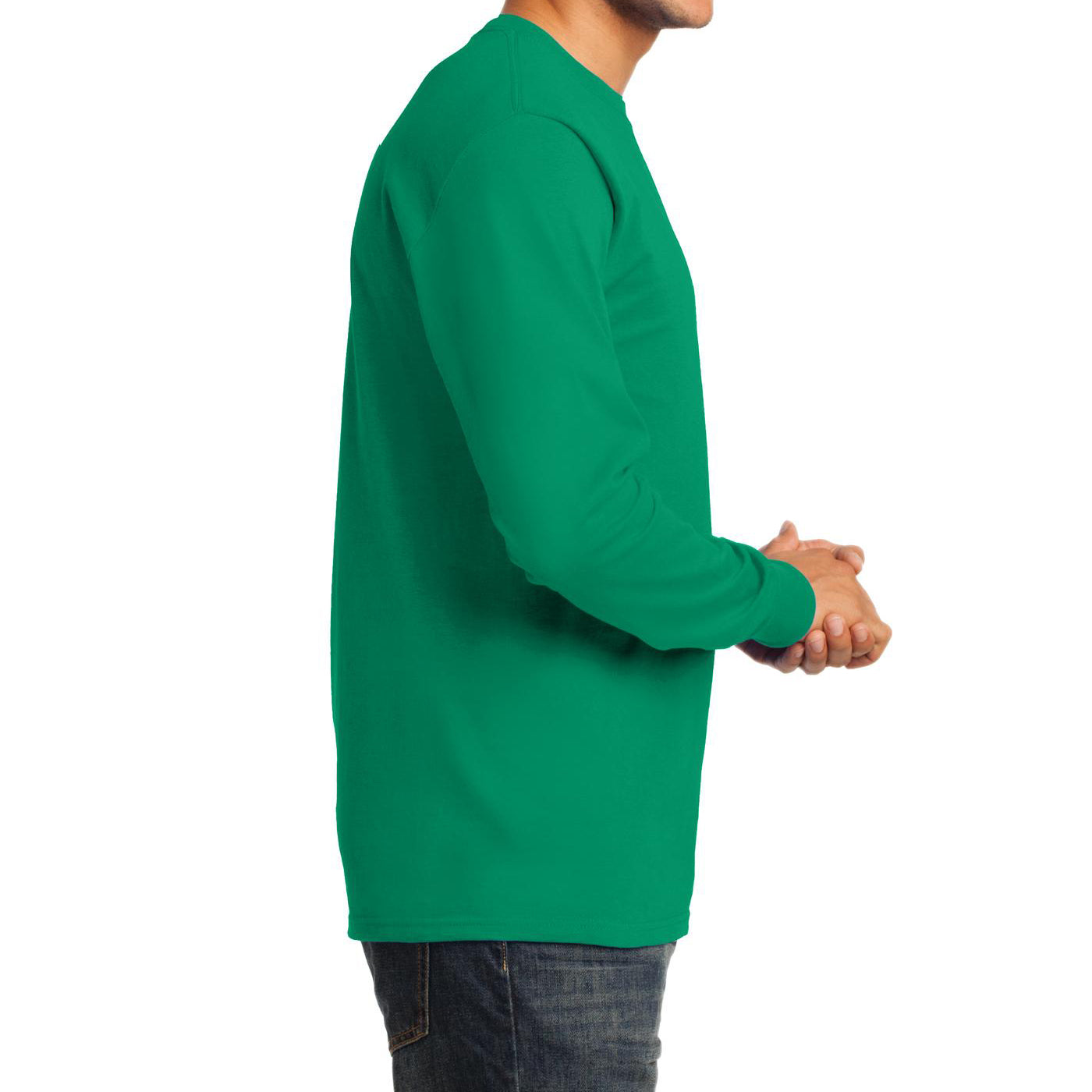 Men's Long Sleeve Essential Tee - Kelly - Side