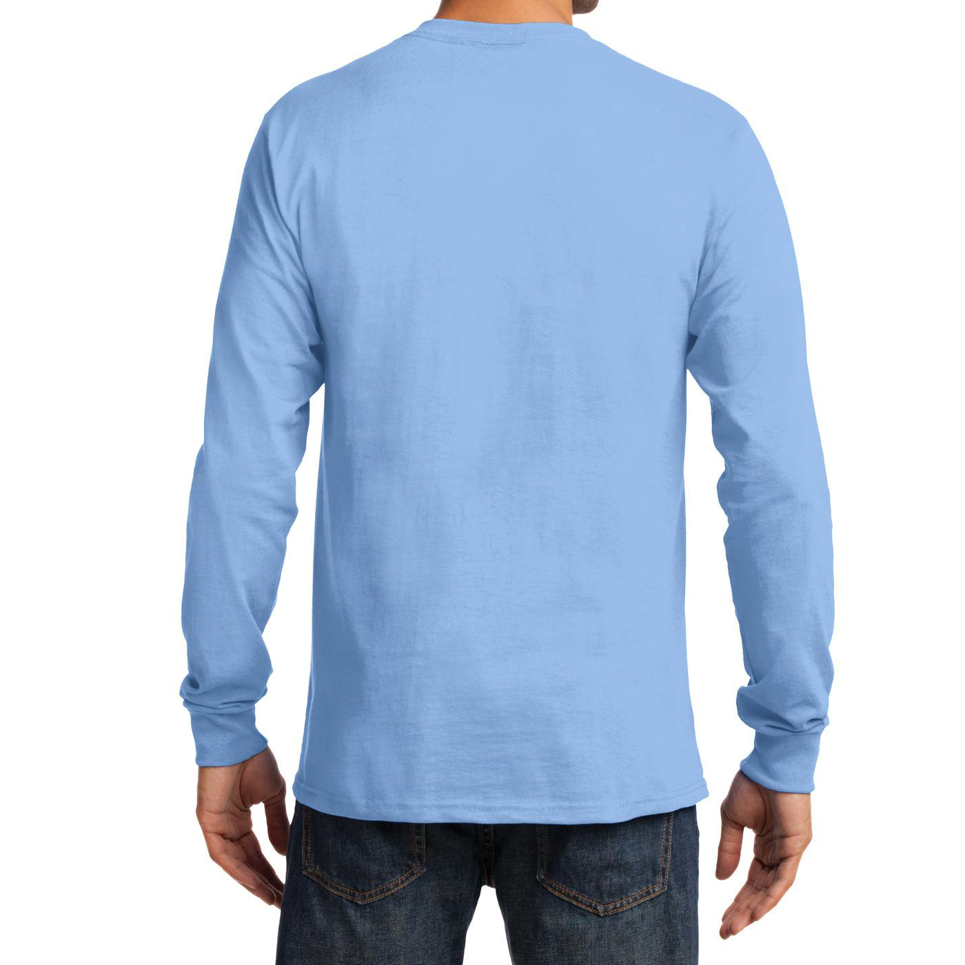 Men's Long Sleeve Essential Tee - Light Blue - Back