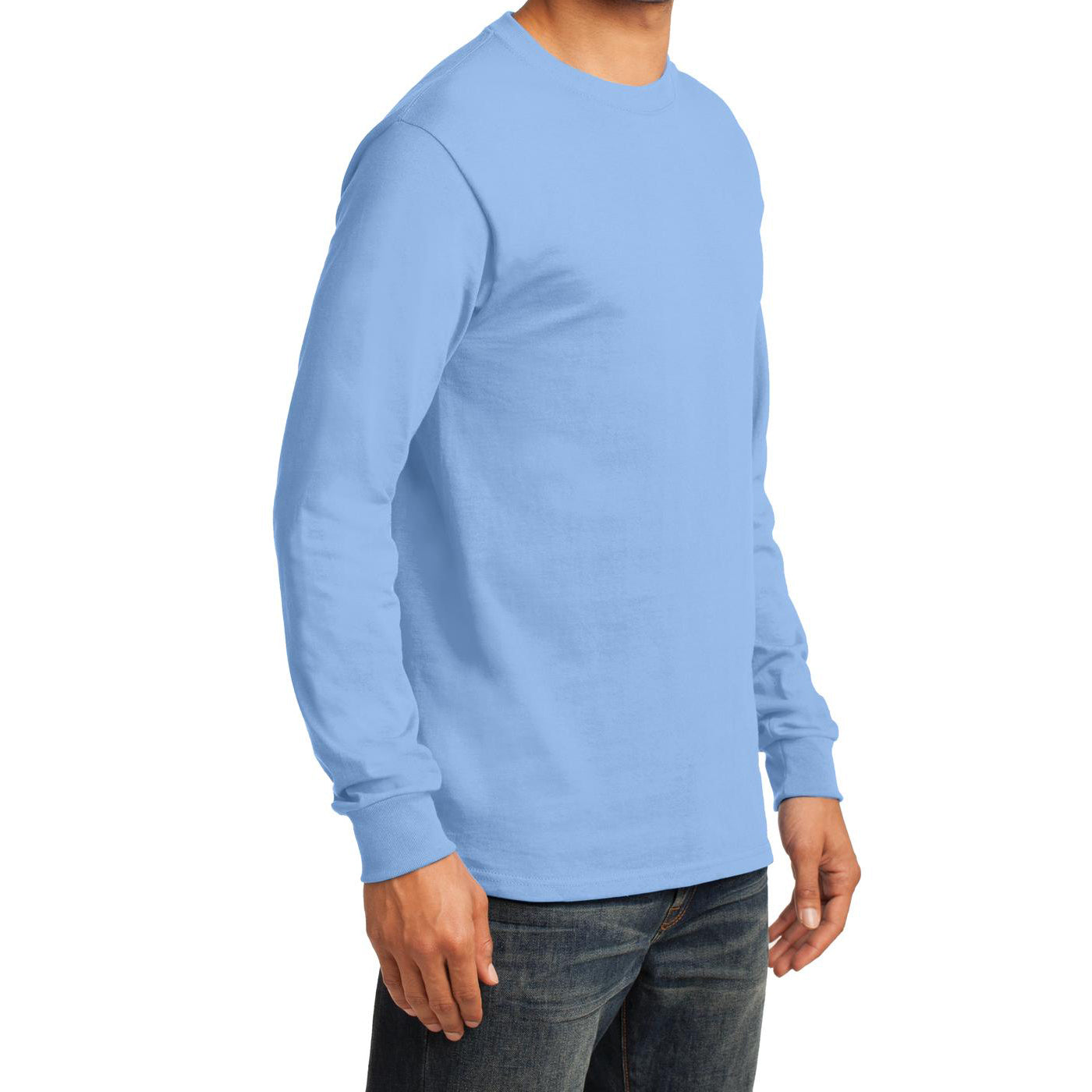 Men's Long Sleeve Essential Tee - Light Blue - Side