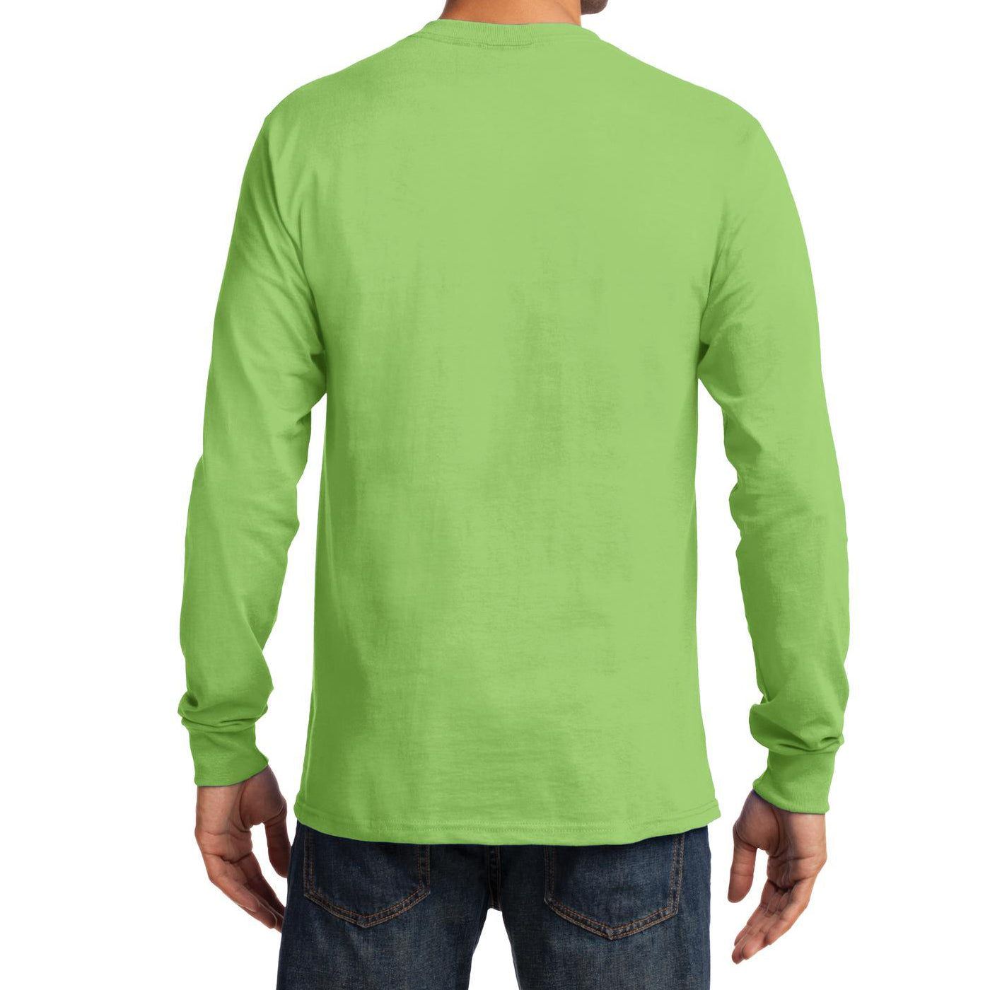 Men's Long Sleeve Essential Tee - Lime - Back