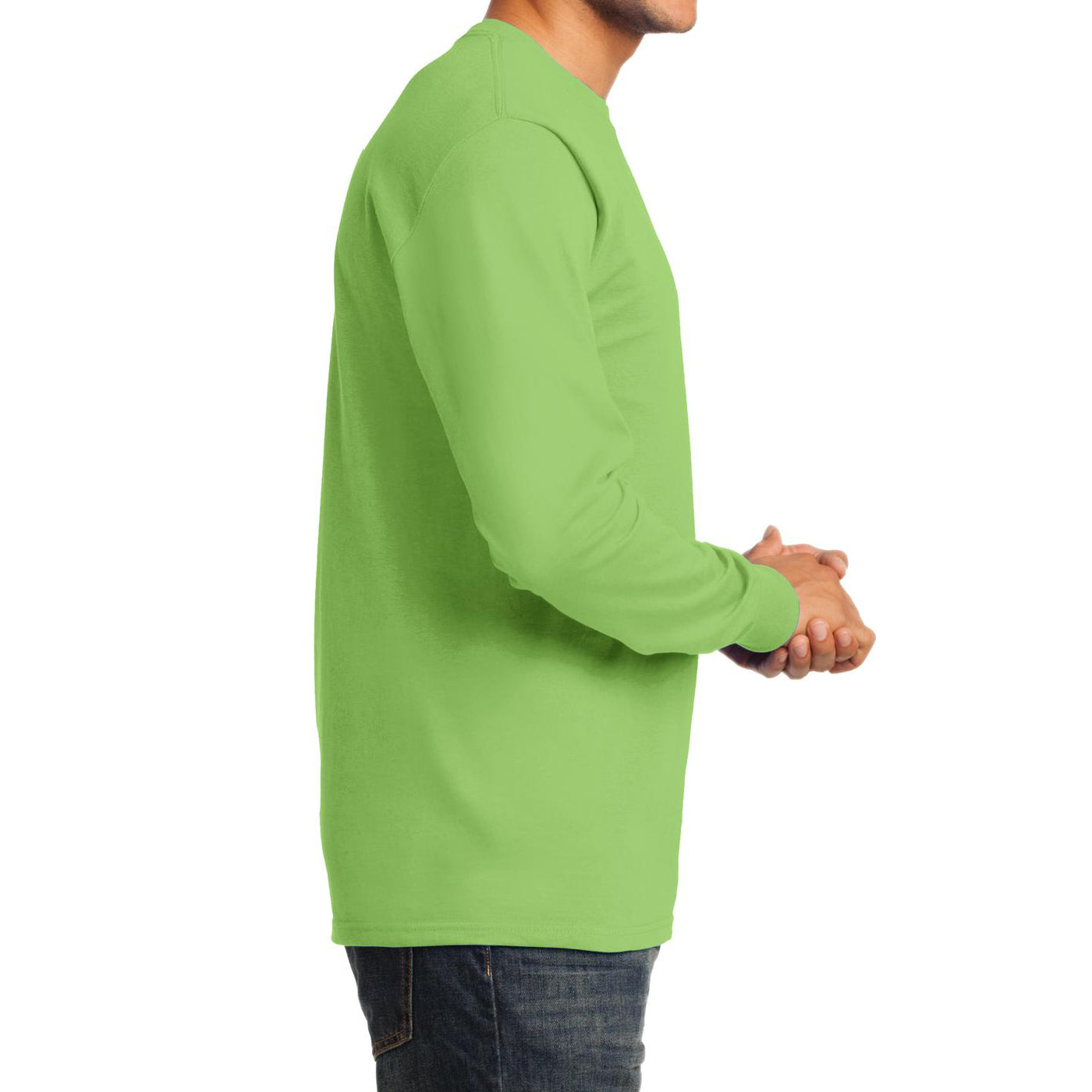 Men's Long Sleeve Essential Tee - Lime - Side