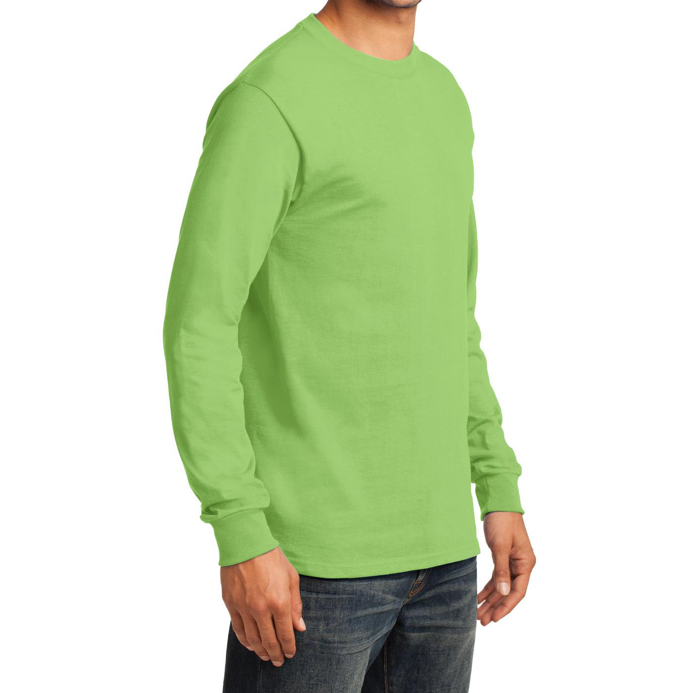Men's Long Sleeve Essential Tee - Lime - Side