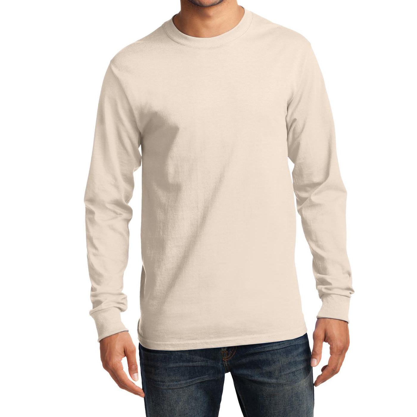 Men's Long Sleeve Essential Tee - Natural - Front