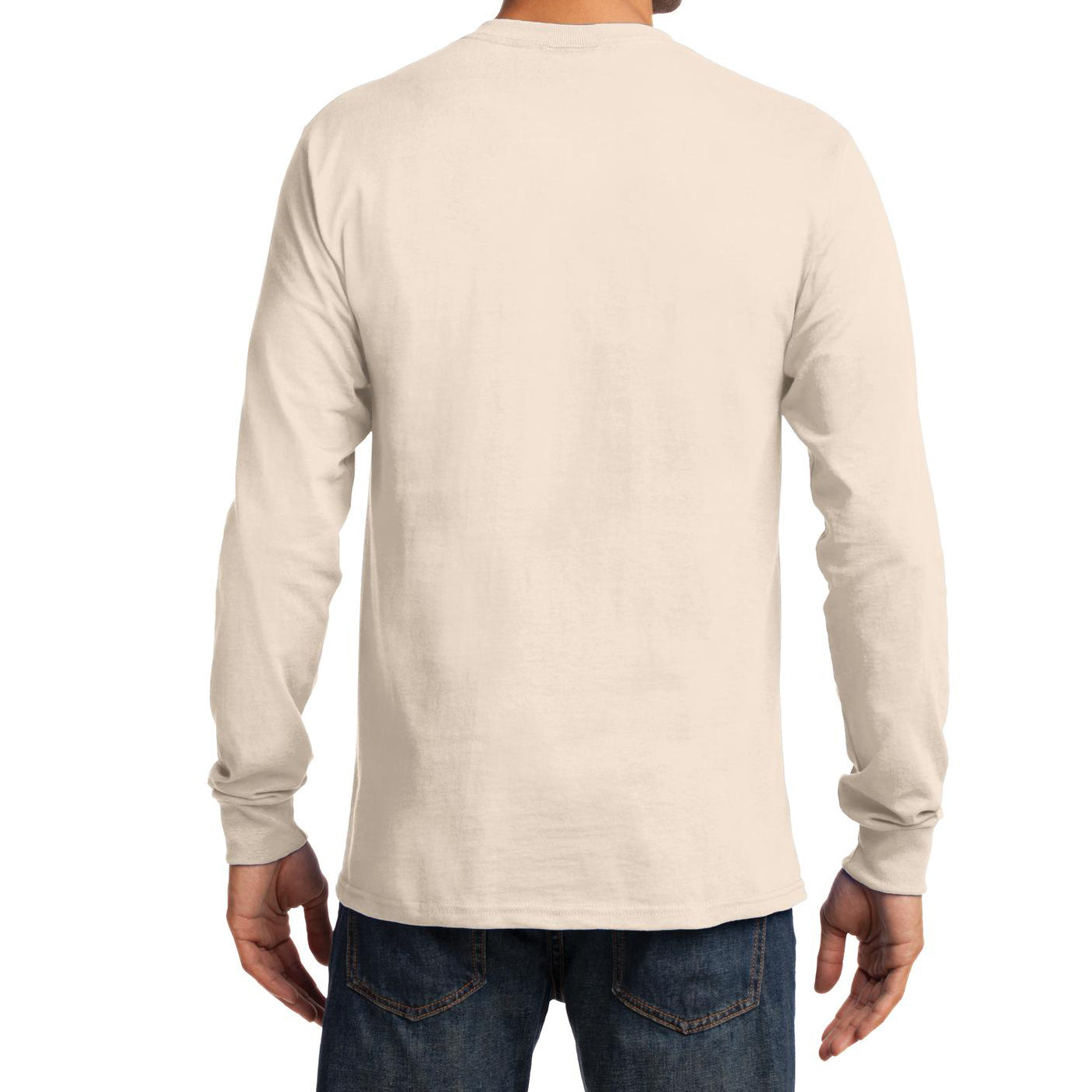 Men's Long Sleeve Essential Tee - Natural - Back