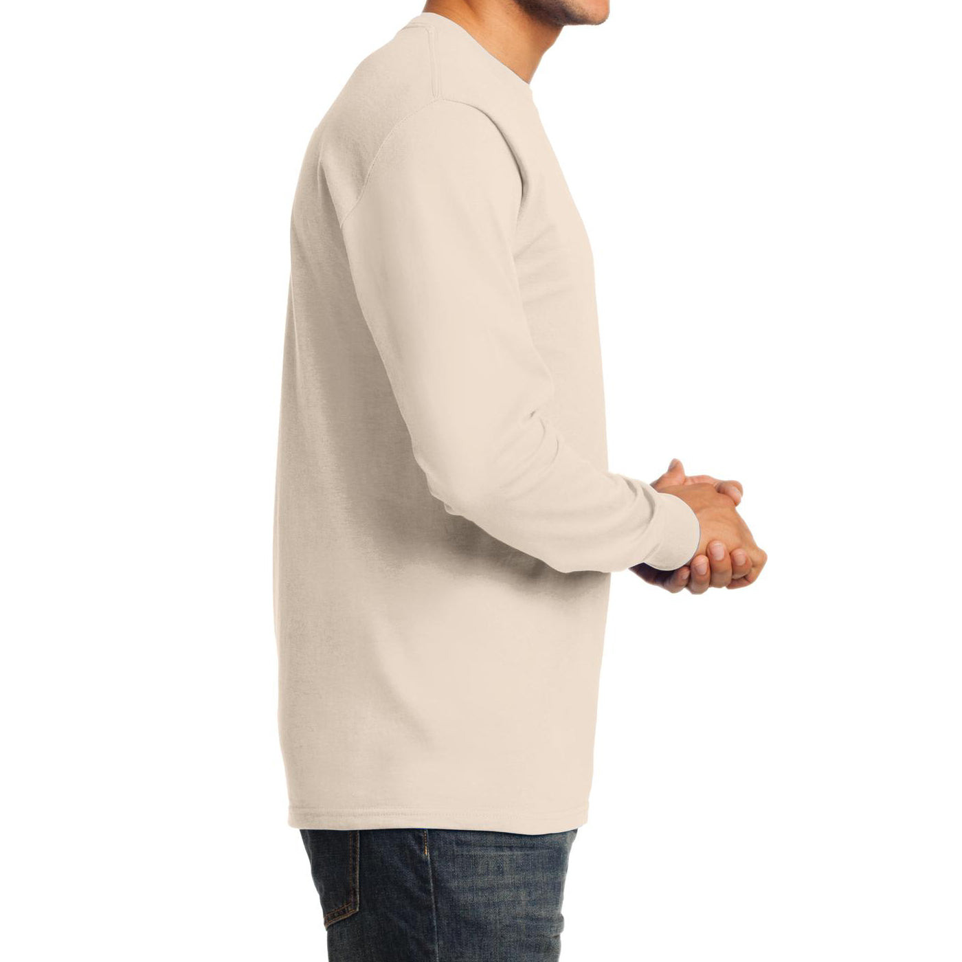Men's Long Sleeve Essential Tee - Natural - Side