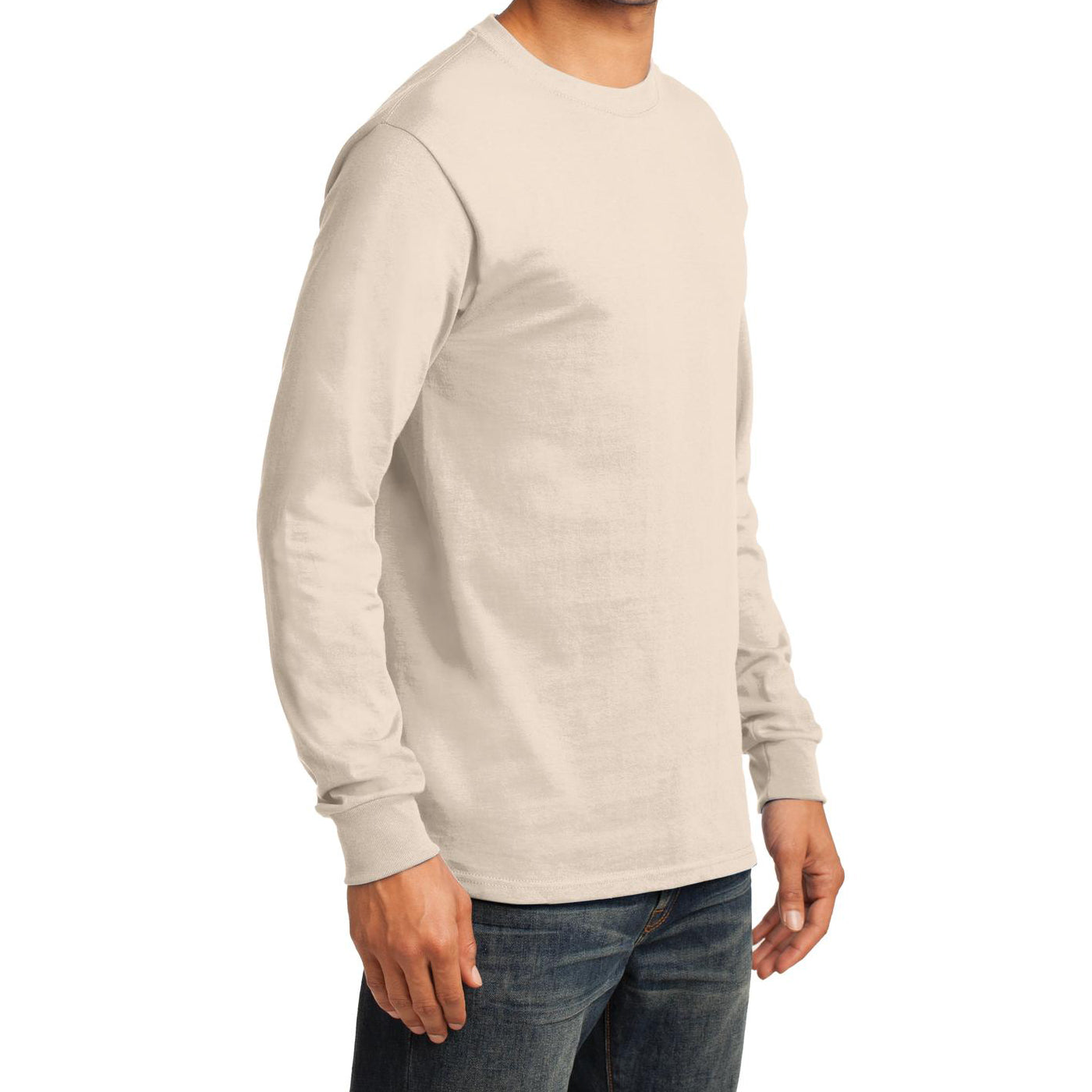 Men's Long Sleeve Essential Tee - Natural - Side