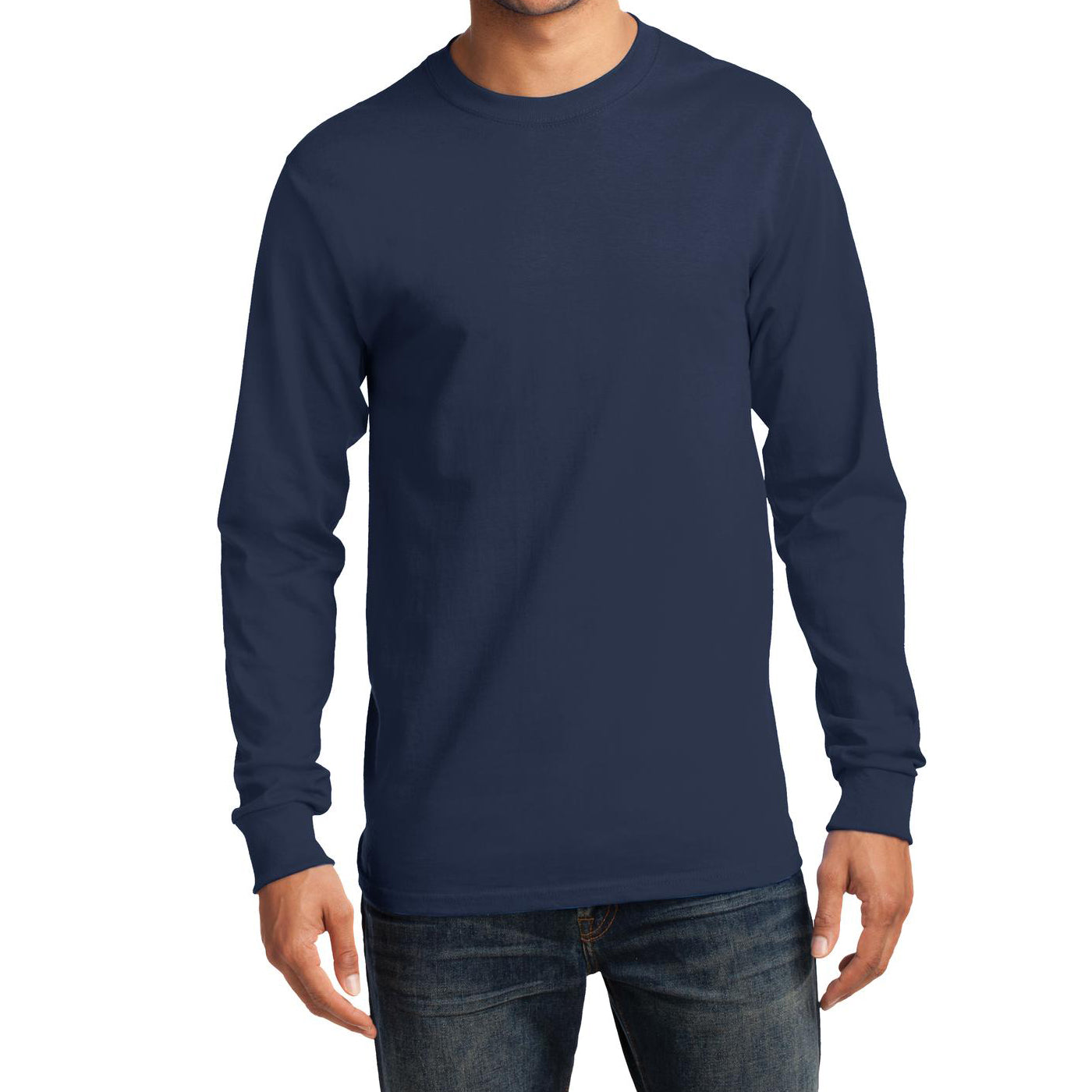 Men's Long Sleeve Essential Tee - Navy - Front