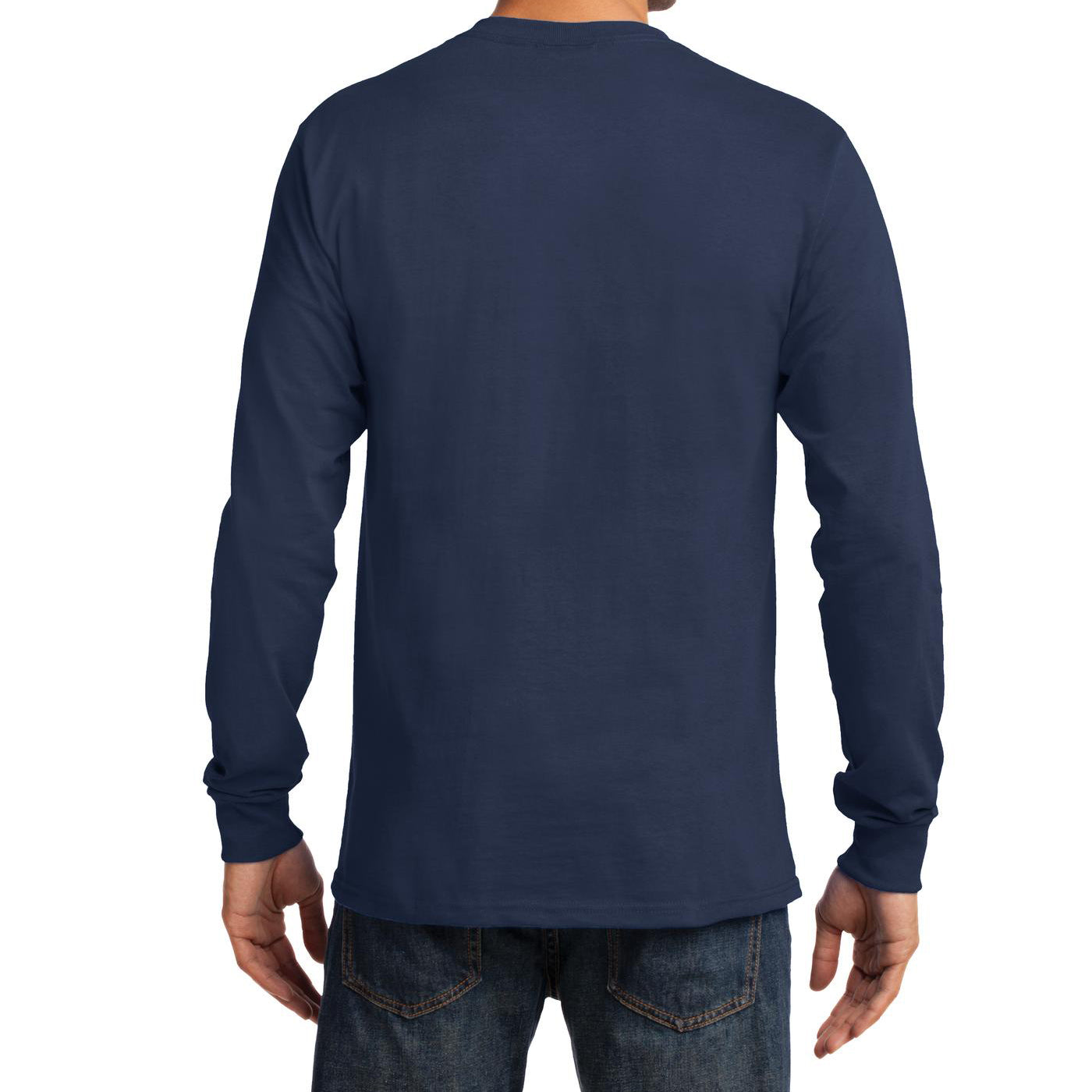 Men's Long Sleeve Essential Tee - Navy - Back
